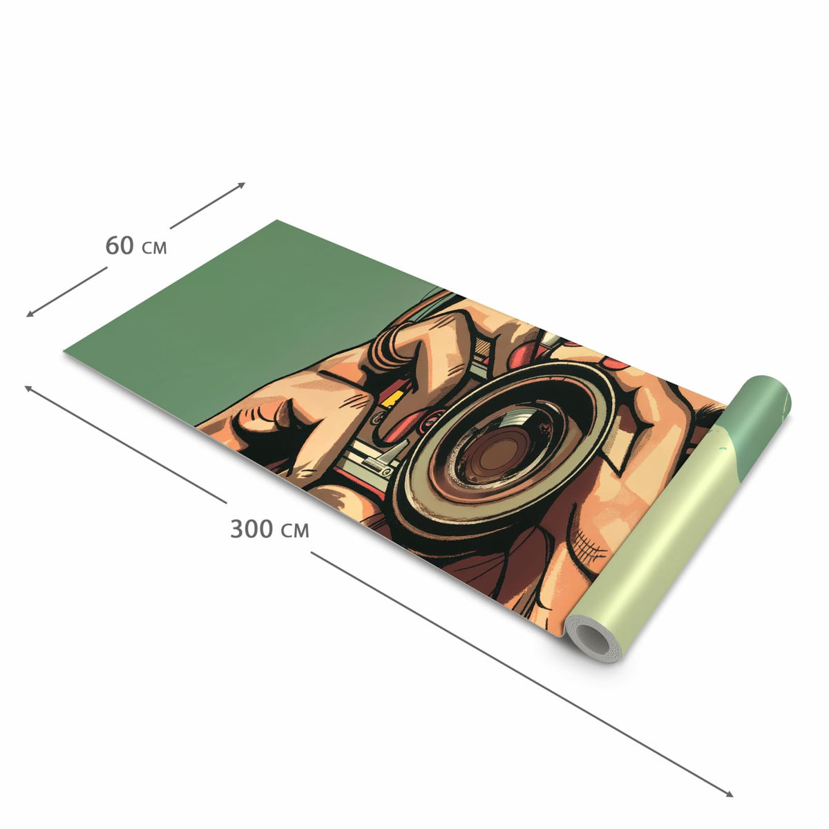 Geruchsneutraler großer Küchenteppich mit Motiv Frau Mit Kamera in der Größe 60x150 cm