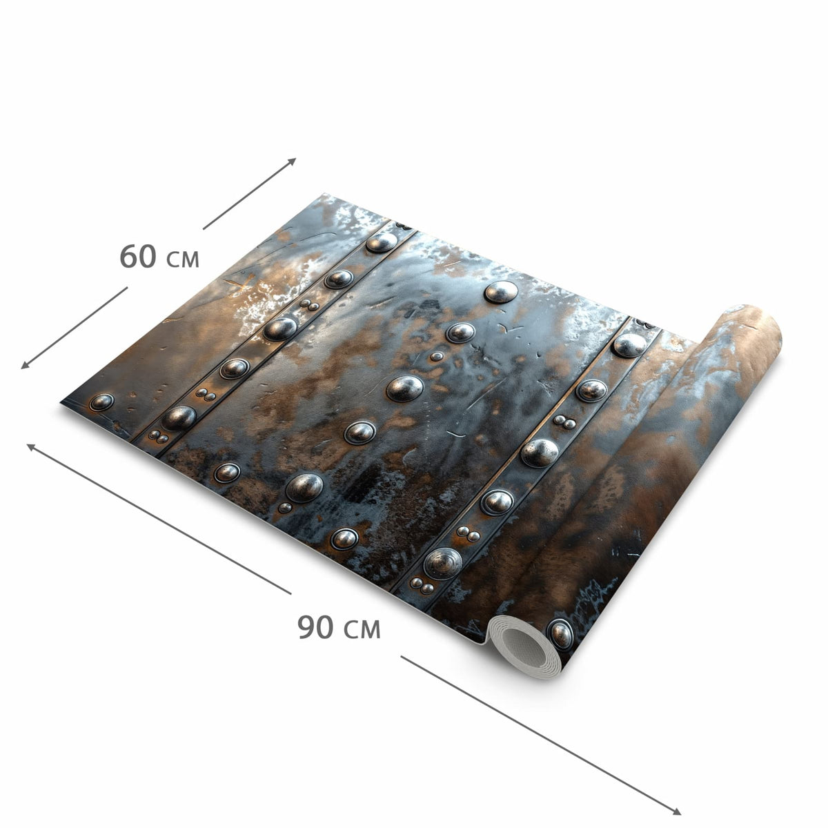 Bodenschonender waschbarer Teppich fürs Esszimmer mit Motiv Metallstruktur in der Grösse 60x150 cm