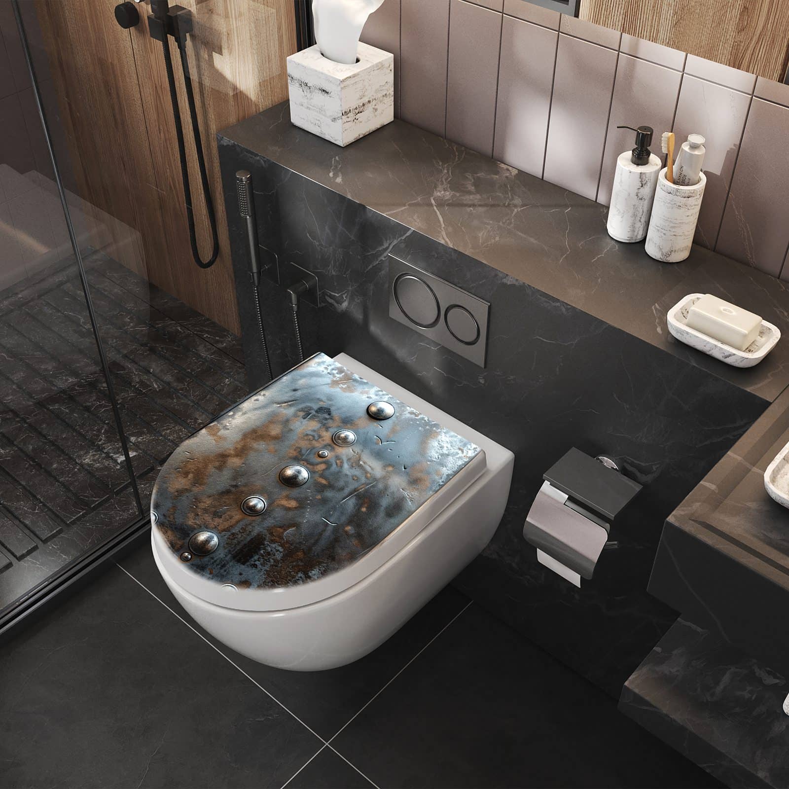 WC-Sitz mit Absenkautomatik Metallstruktur
