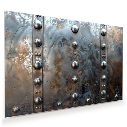 Wandbild mit dem Motiv Stahlplatte mit Nieten
