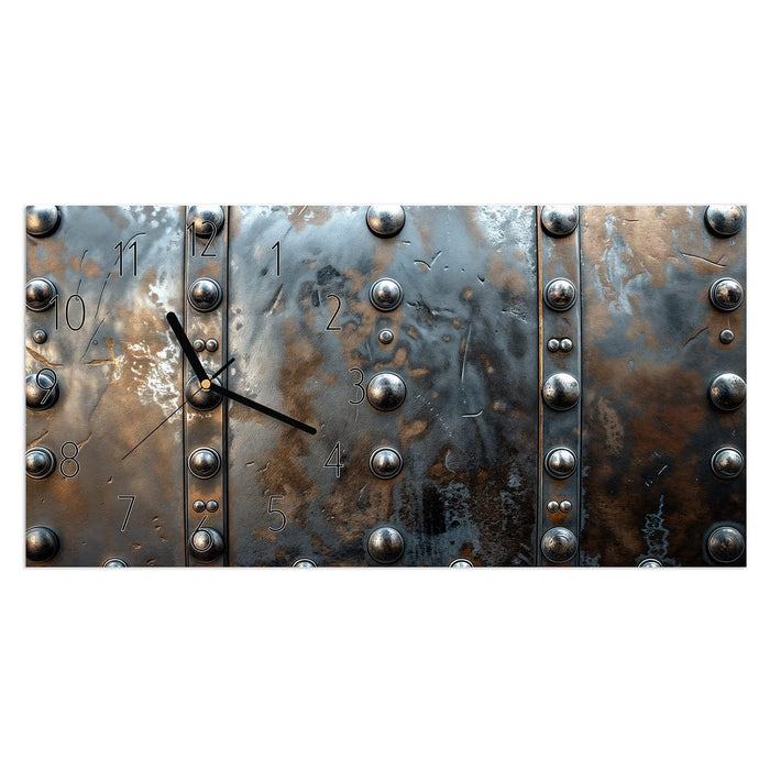 Wanduhr Metallstruktur aus Glas – Querformat 60 × 30 cm mit Ziffernblatt Elegant
