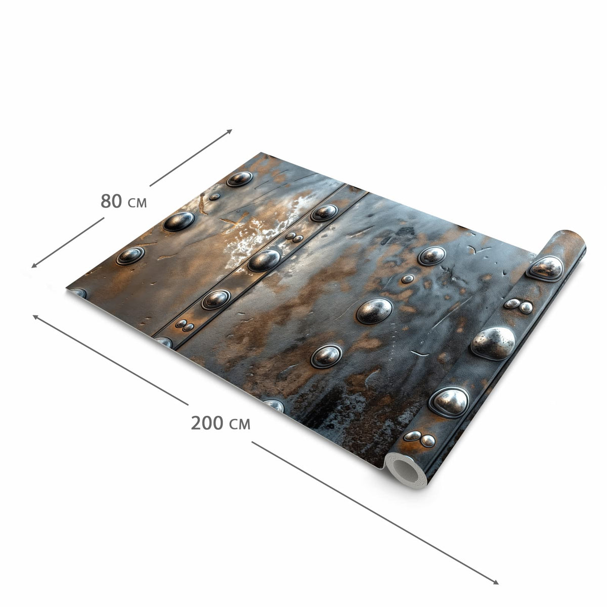 Farbbeständiger waschbarer Teppich Esstisch mit Motiv Metallstruktur in der Grösse 60x150 cm