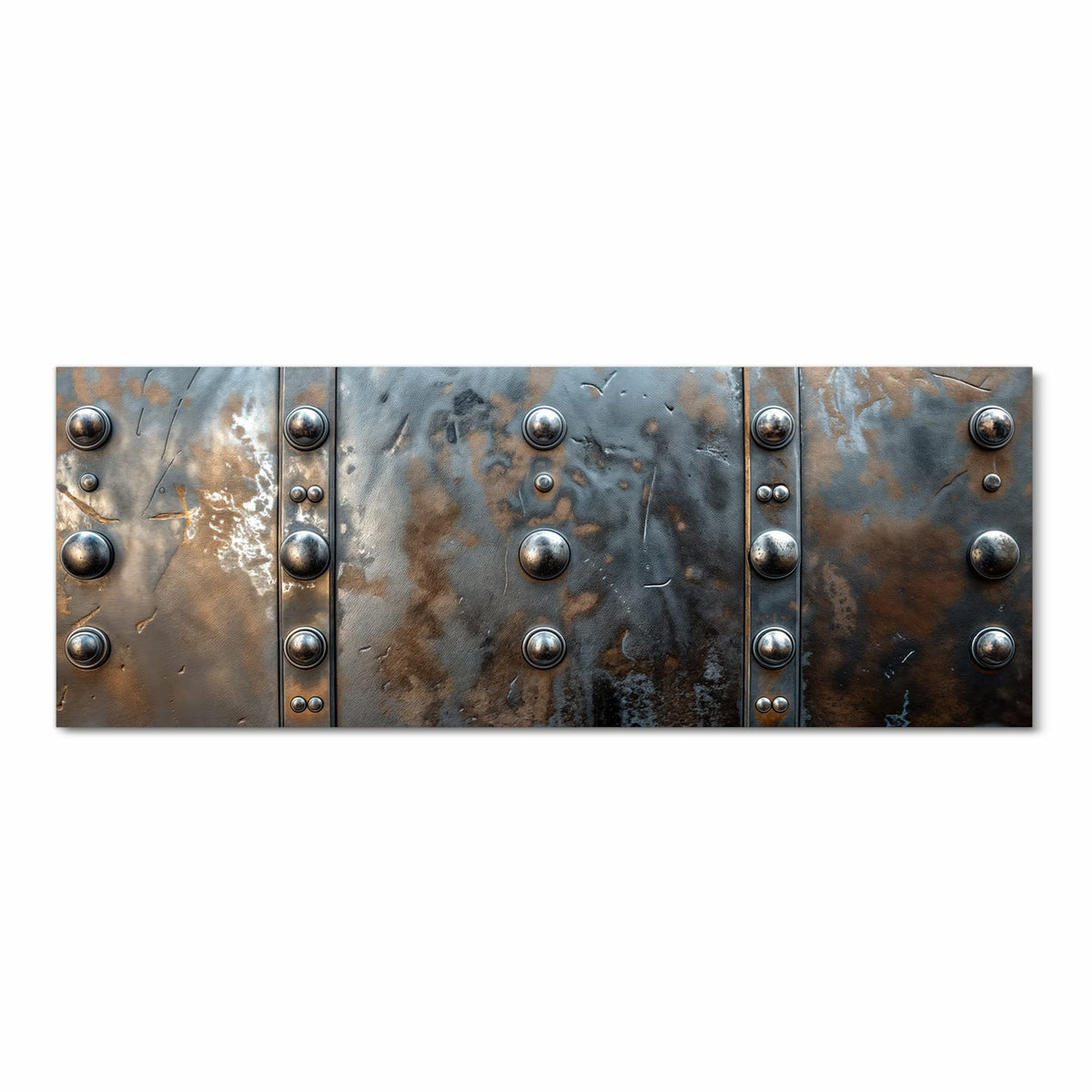 Bodenschonender abwaschbarer Küchenteppich mit Motiv Metallstruktur in Frontansicht