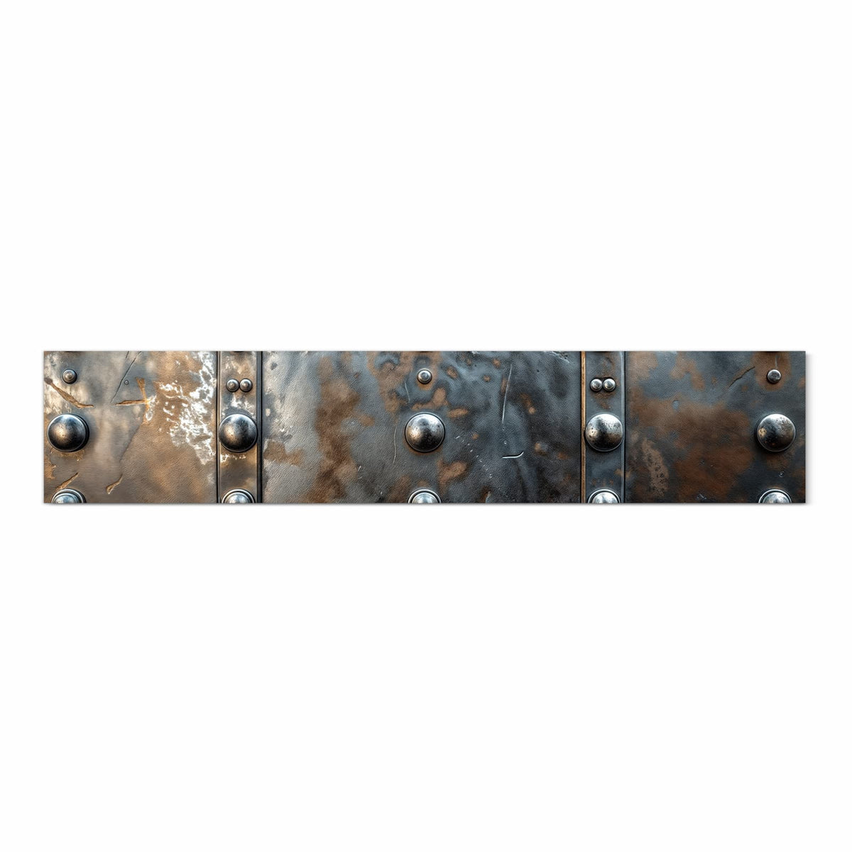Langlebiger Küchenläufer mit Motiv Metallstruktur in Frontansicht für moderne Küchen