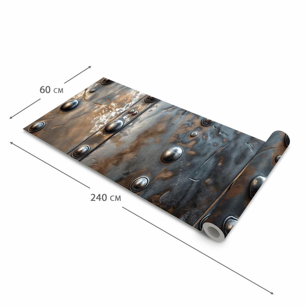 Feuchtigkeitsresistenter dünner Küchenteppich mit Motiv Metallstruktur in der Grösse 60x150 cm