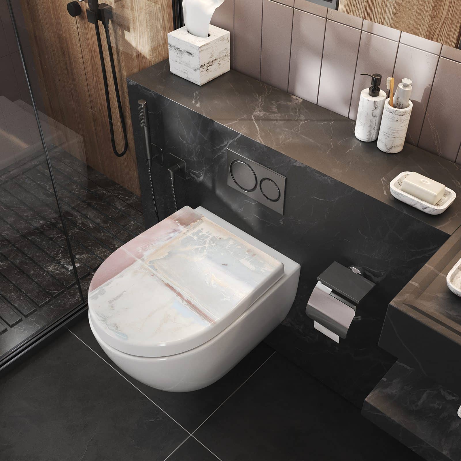 WC-Sitz mit Absenkautomatik Zarte Strukturen