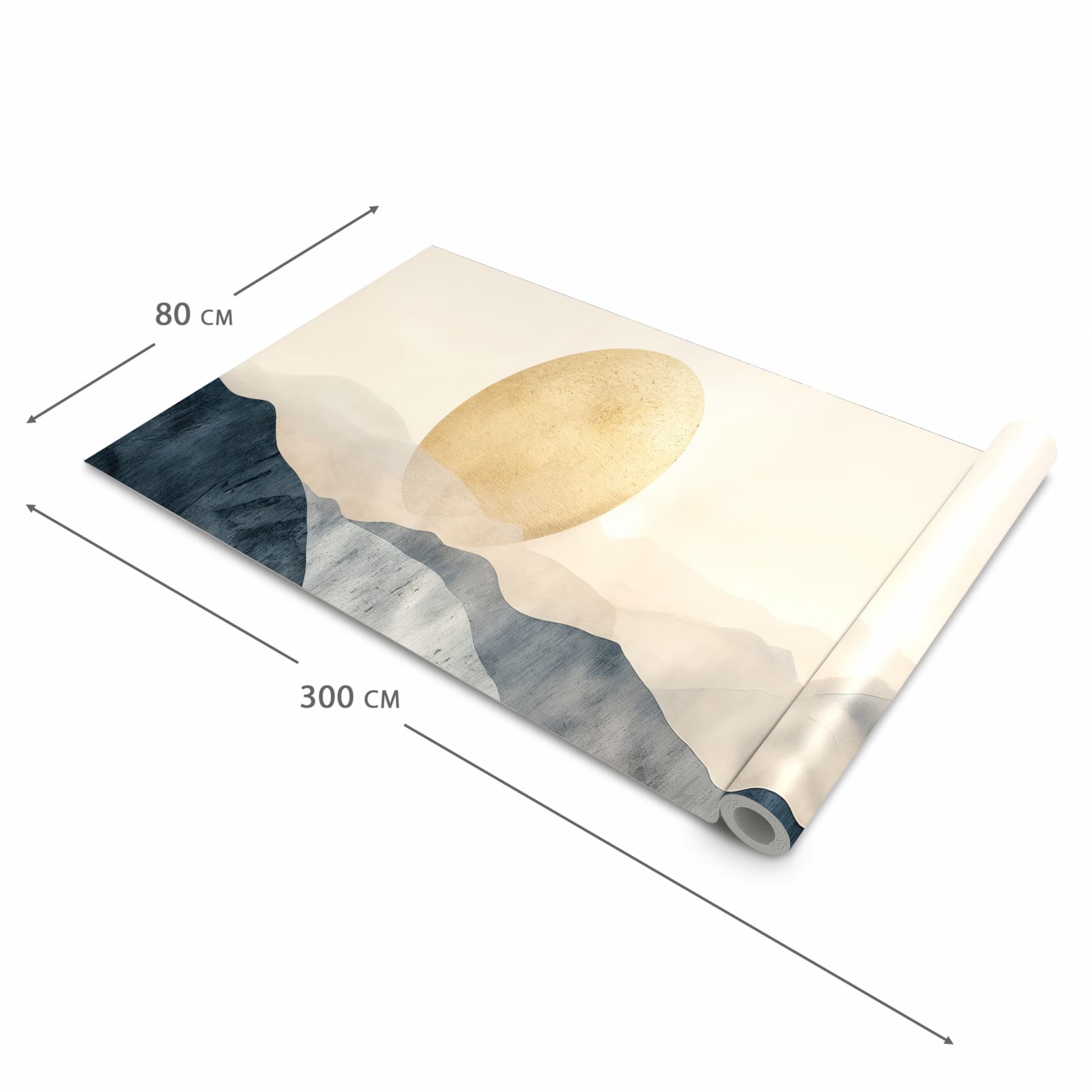 Abriebfester Küchenteppich mit Motiv Sonnenaufgang Hügel in der Grösse 60x120 cm