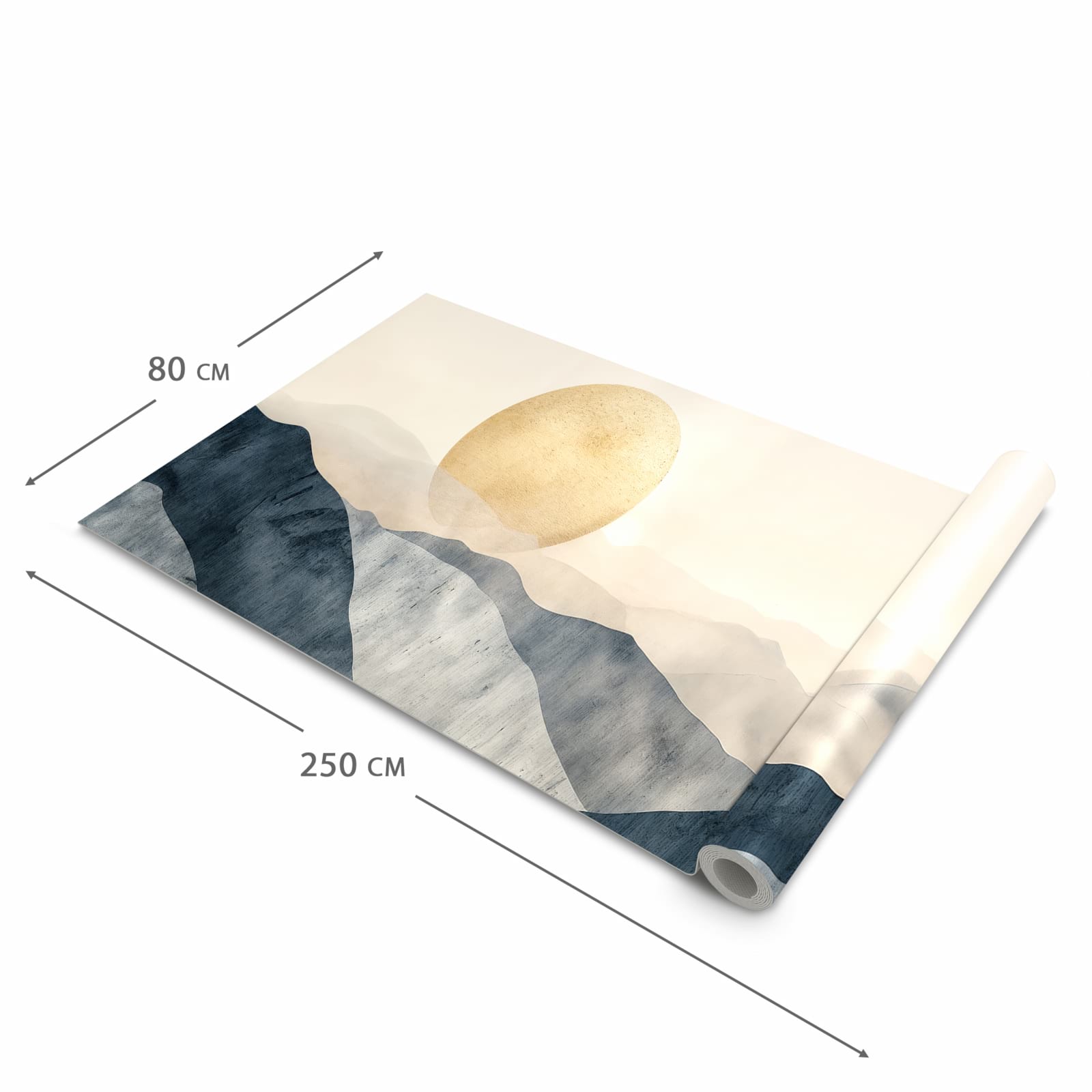 Zeitsparender Küchenteppich mit Motiv Sonnenaufgang Hügel in der Grösse 60x120 cm