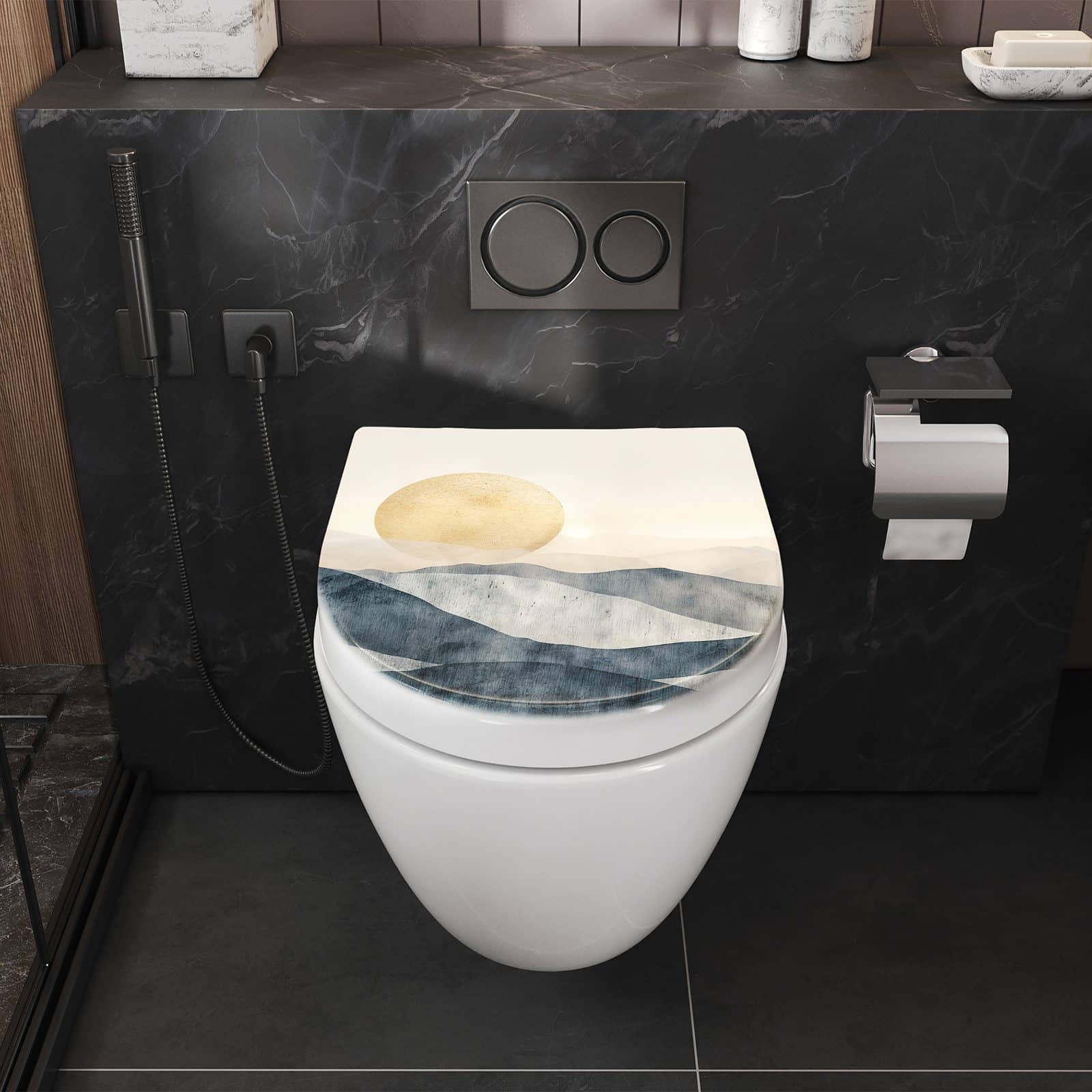 WC-Sitz mit Absenkautomatik Sonnenaufgang Hügel