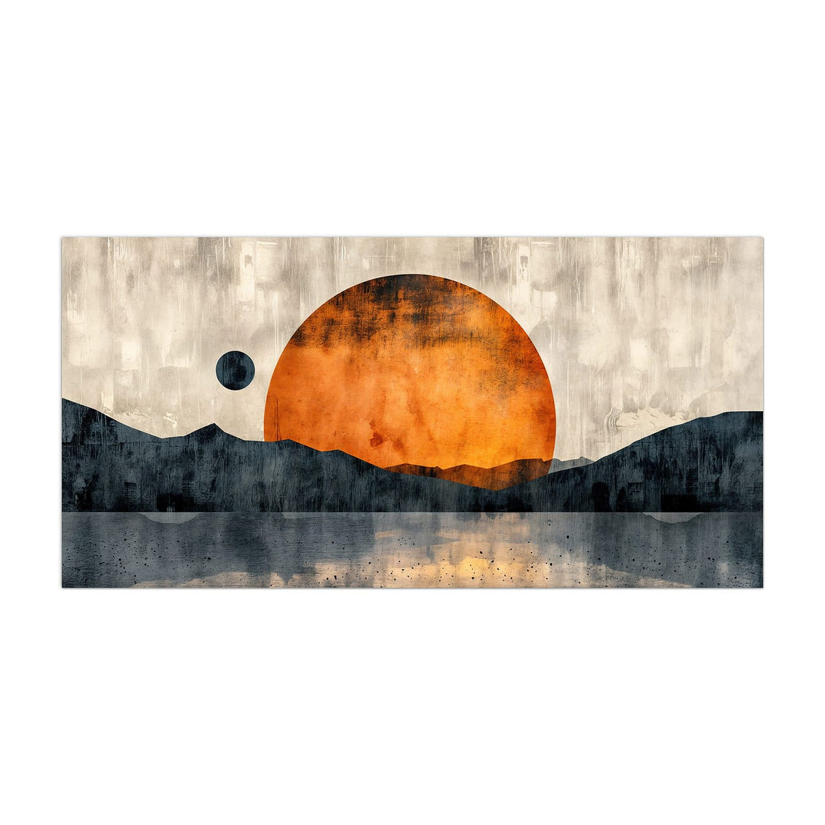 Küchenrückwand aus Glas Orange Sonne über Bergen im Hochformat, Motiv bildfüllend von vorn