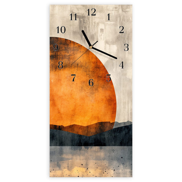 Wanduhr Sonnenuntergang Kunst aus Glas – Hochformat 30 × 60 cm mit Ziffernblatt Klassisch