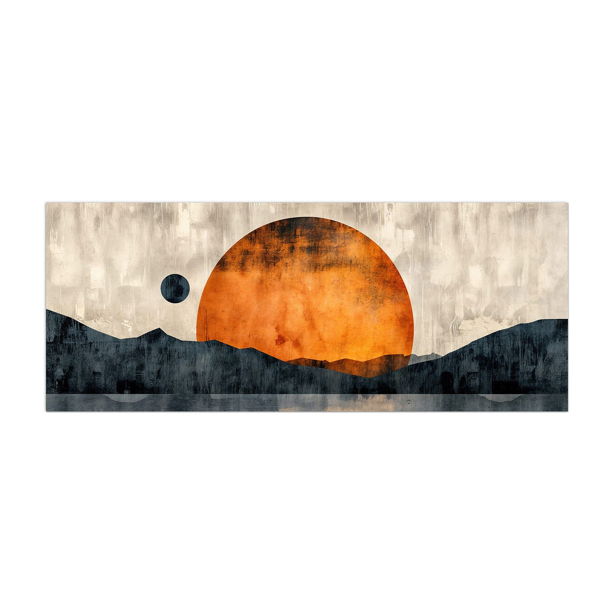 Küchenrückwand aus Glas Orange Sonne über Bergen im Hochformat, Motiv bildfüllend von vorn