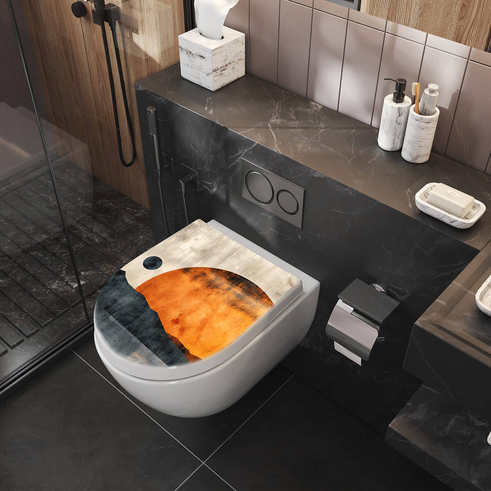 WC-Sitz mit Absenkautomatik Sonnenuntergang Kunst