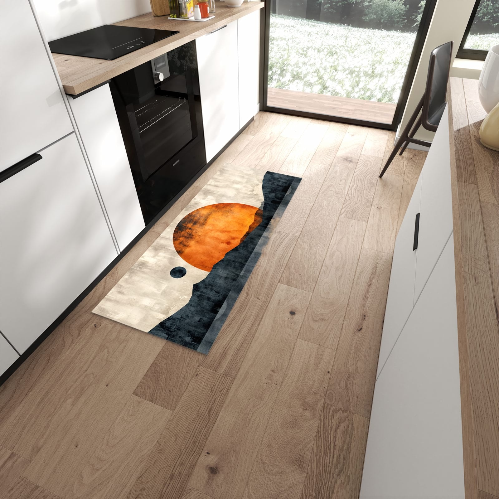 Farbbeständiger waschbarer Küchenläufer mit Motiv Sonnenuntergang Kunst in moderner Küche #grösse_60 x 150 cm