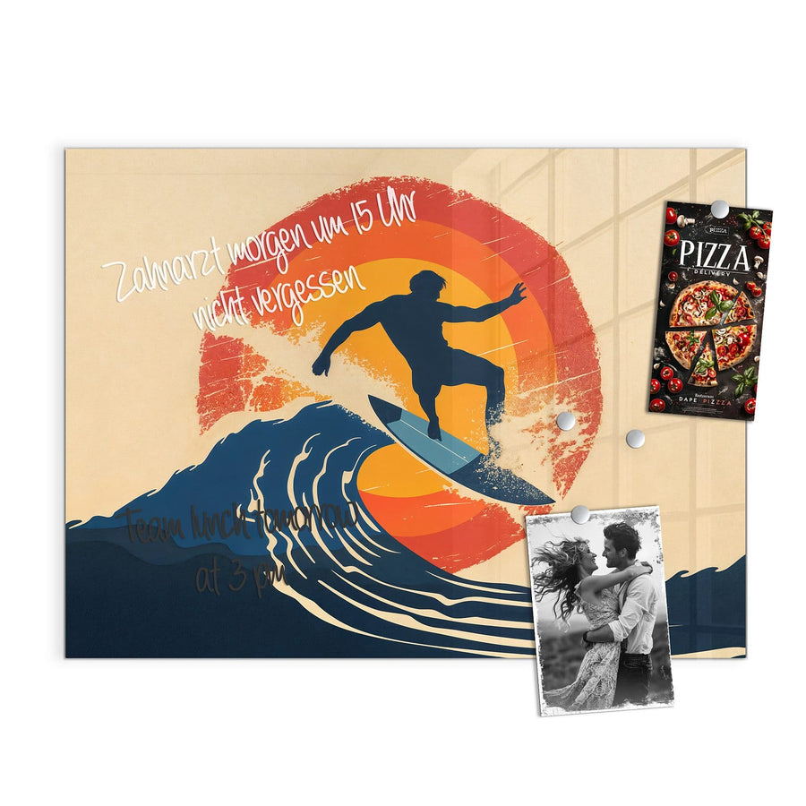 Maße Magnettafel - Surfer vor Retrosonne