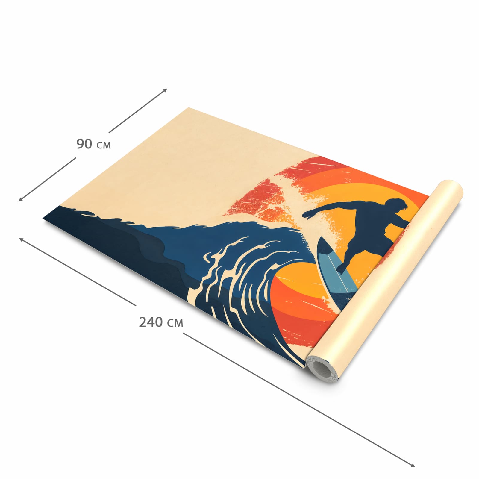 Langlebiger waschbarer Küchenläufer mit Motiv Surferwelle in der Grösse 60x120 cm