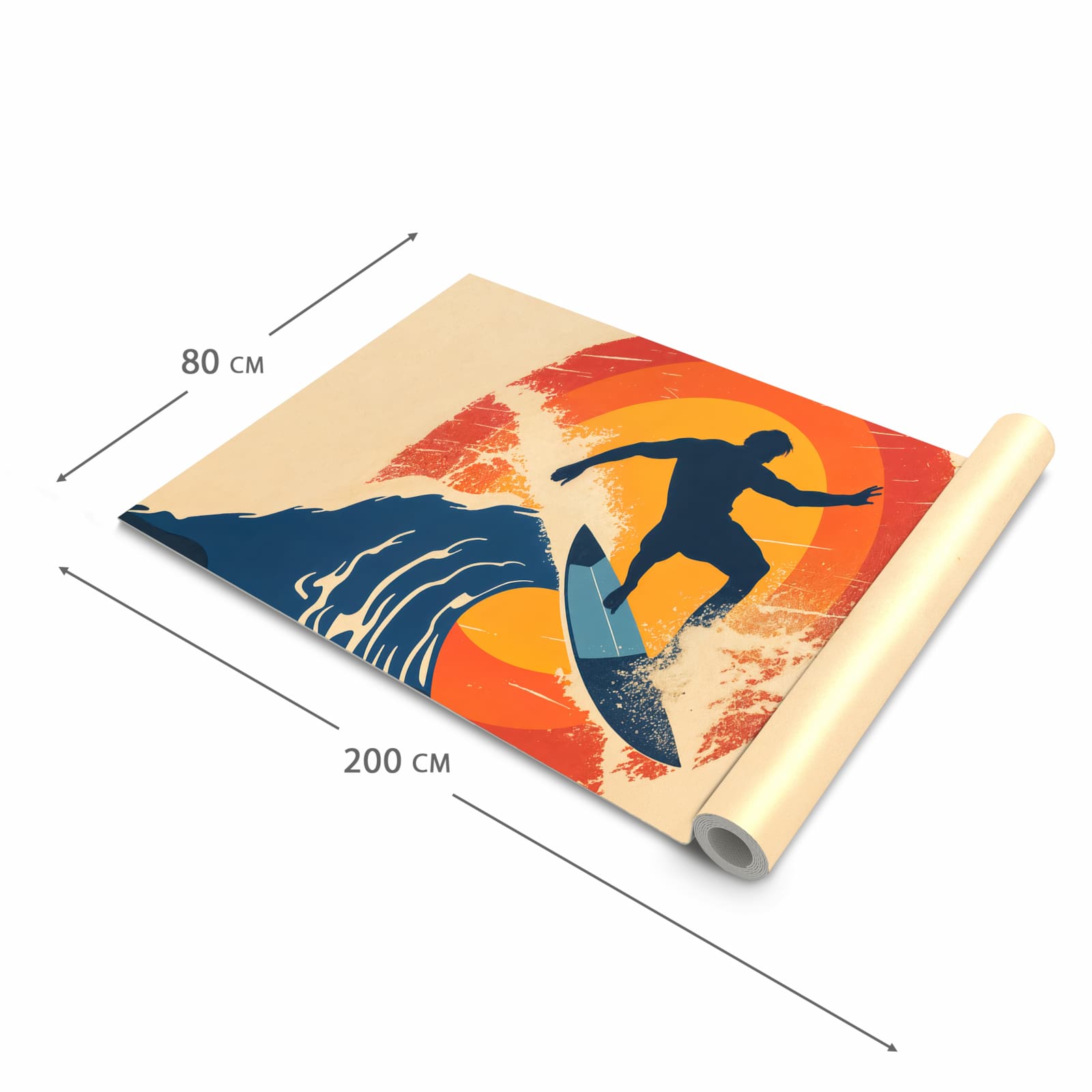 Pflegeleichter Küchenläufer mit Motiv Surferwelle in der Grösse 60x120 cm