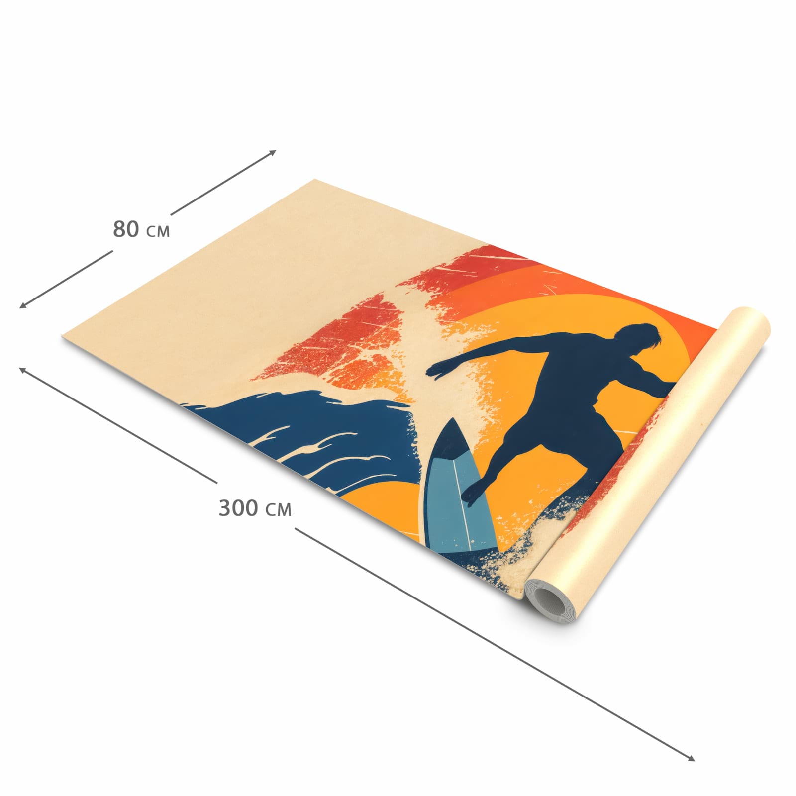 Strapazierfähiger rutschfester Küchenläufer mit Motiv Surferwelle in der Größe 60x120 cm