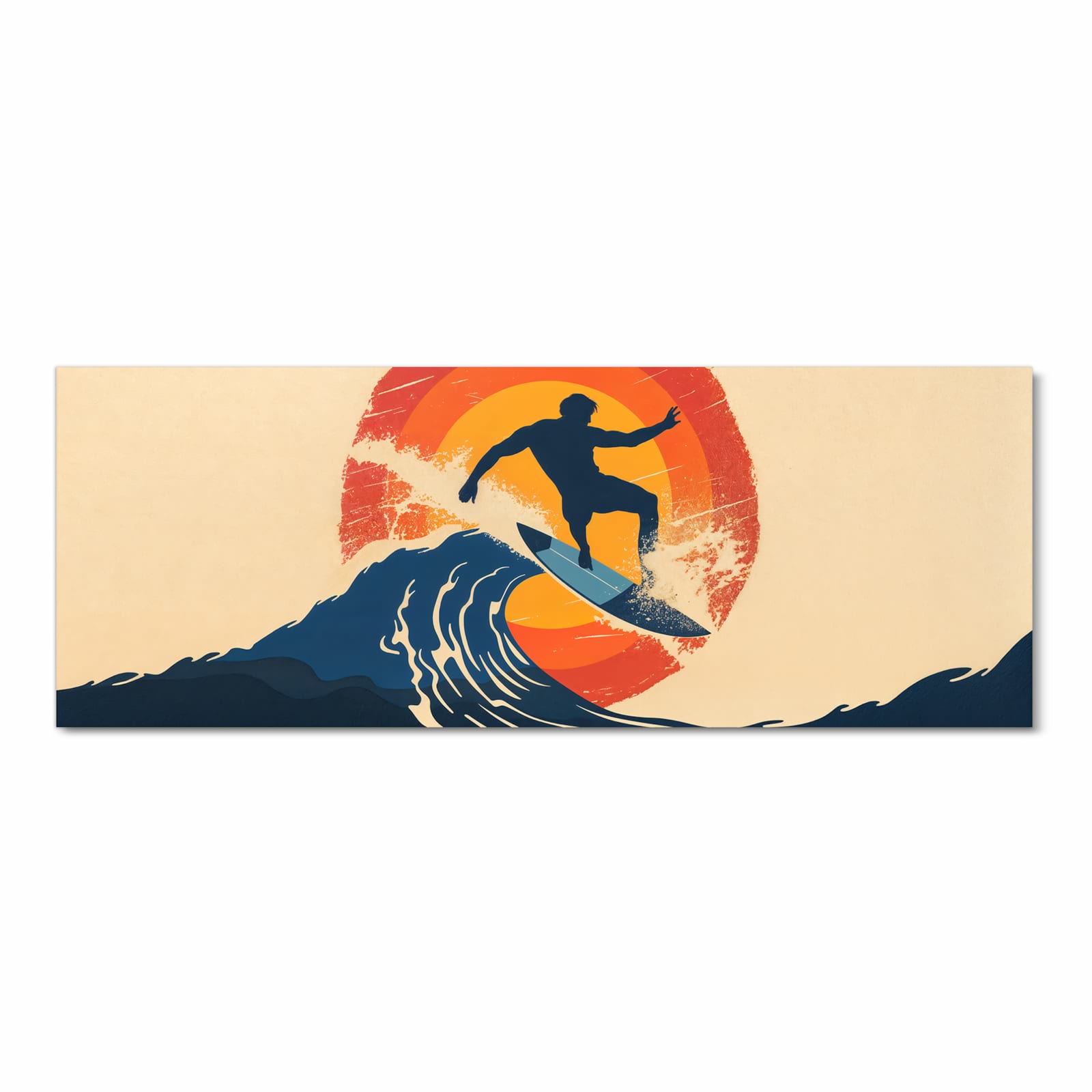 Langlebiger Läufer für Eingangsbereich mit Motiv Surferwelle in Frontansicht