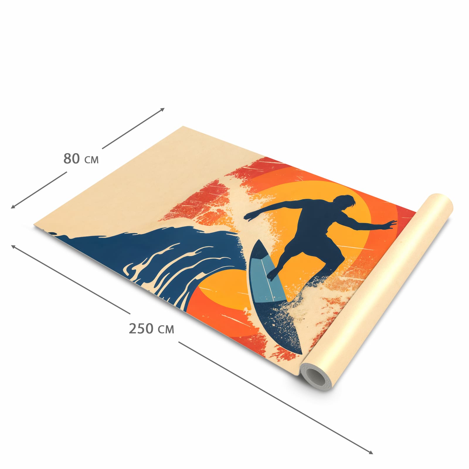 Waschbarer Küchenläufer mit Motiv Surferwelle in der Größe 60x120 cm, angenehme Haptik