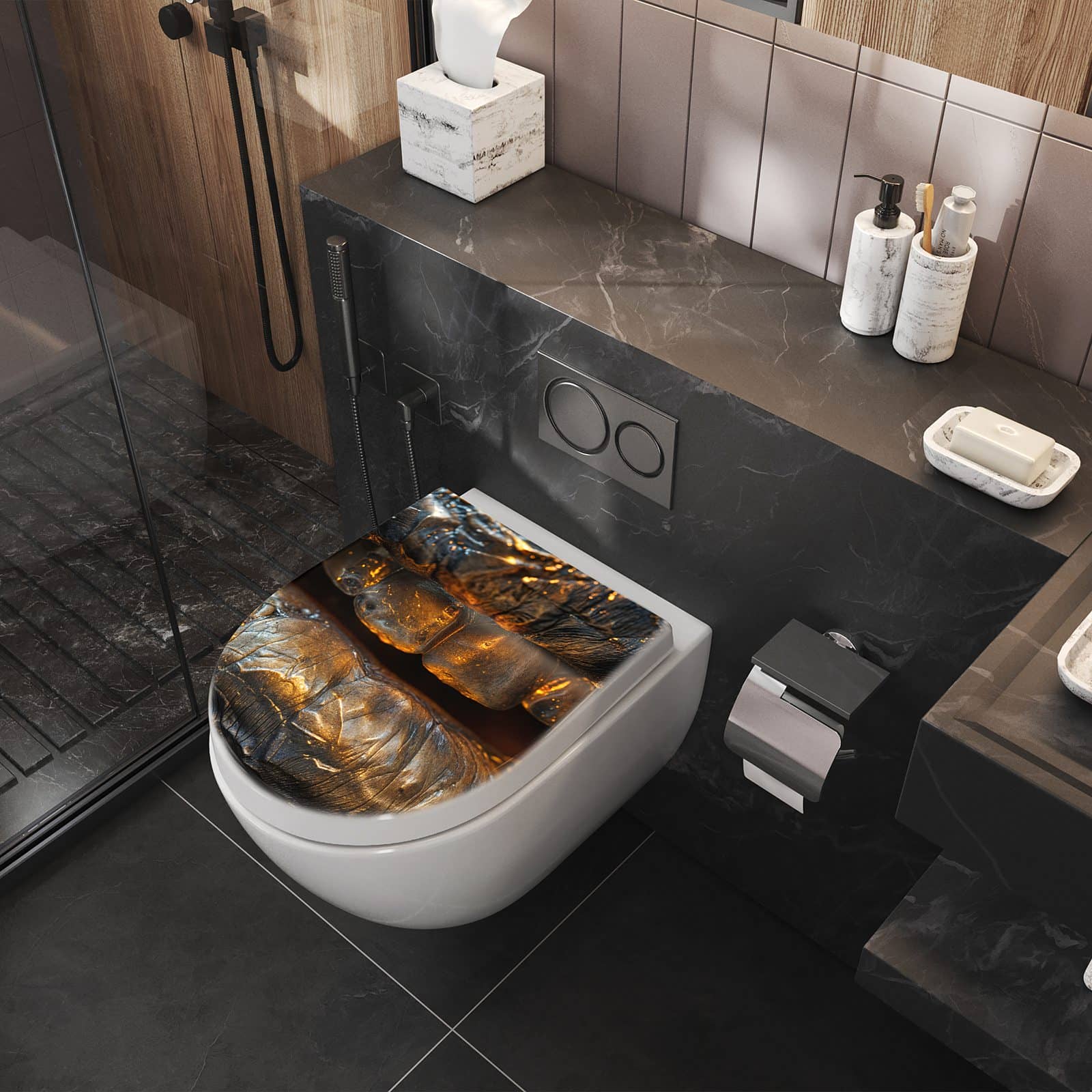 WC-Sitz mit Absenkautomatik Metallischer Mund