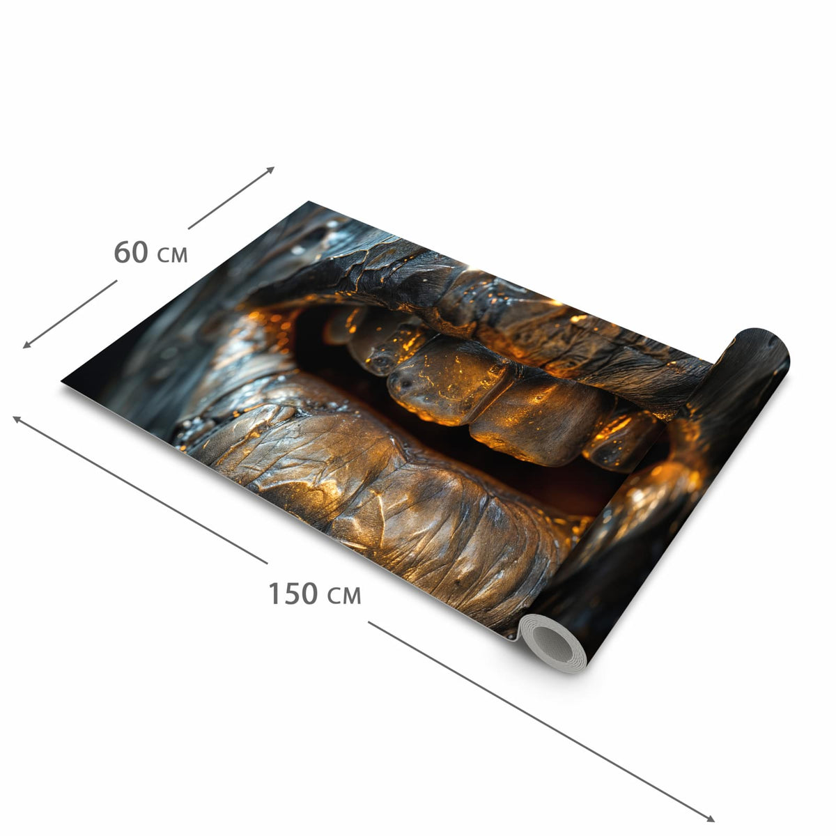 Feuchtigkeitsresistenter Küchenteppich mit Motiv Metallischer Mund in der Größe 90x240 cm