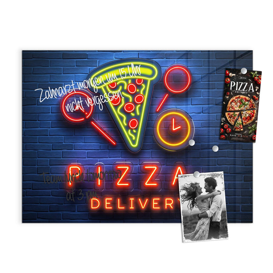 Maße Magnettafel - Pizza in Neonlicht