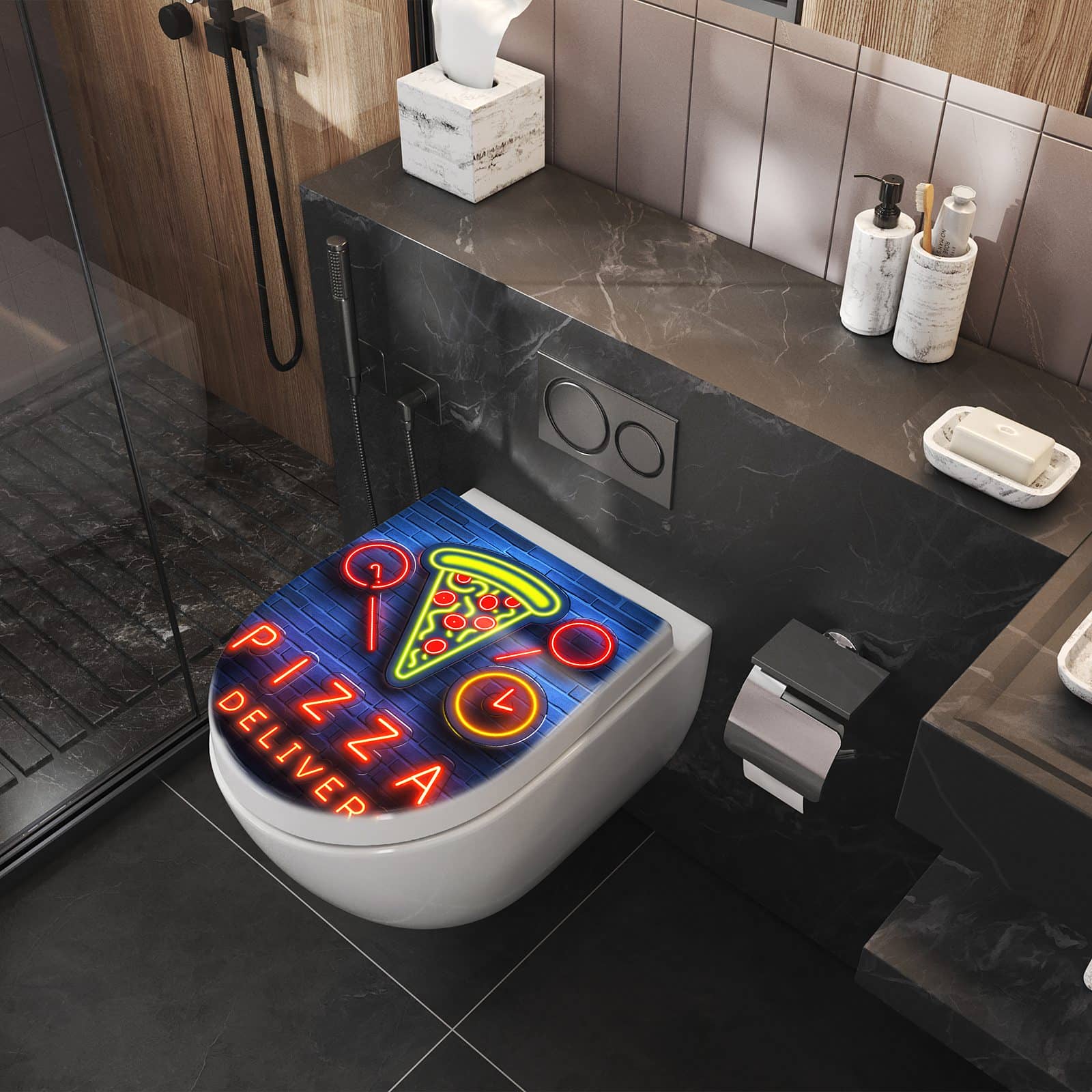 WC-Sitz mit Absenkautomatik Pizzalieferservice
