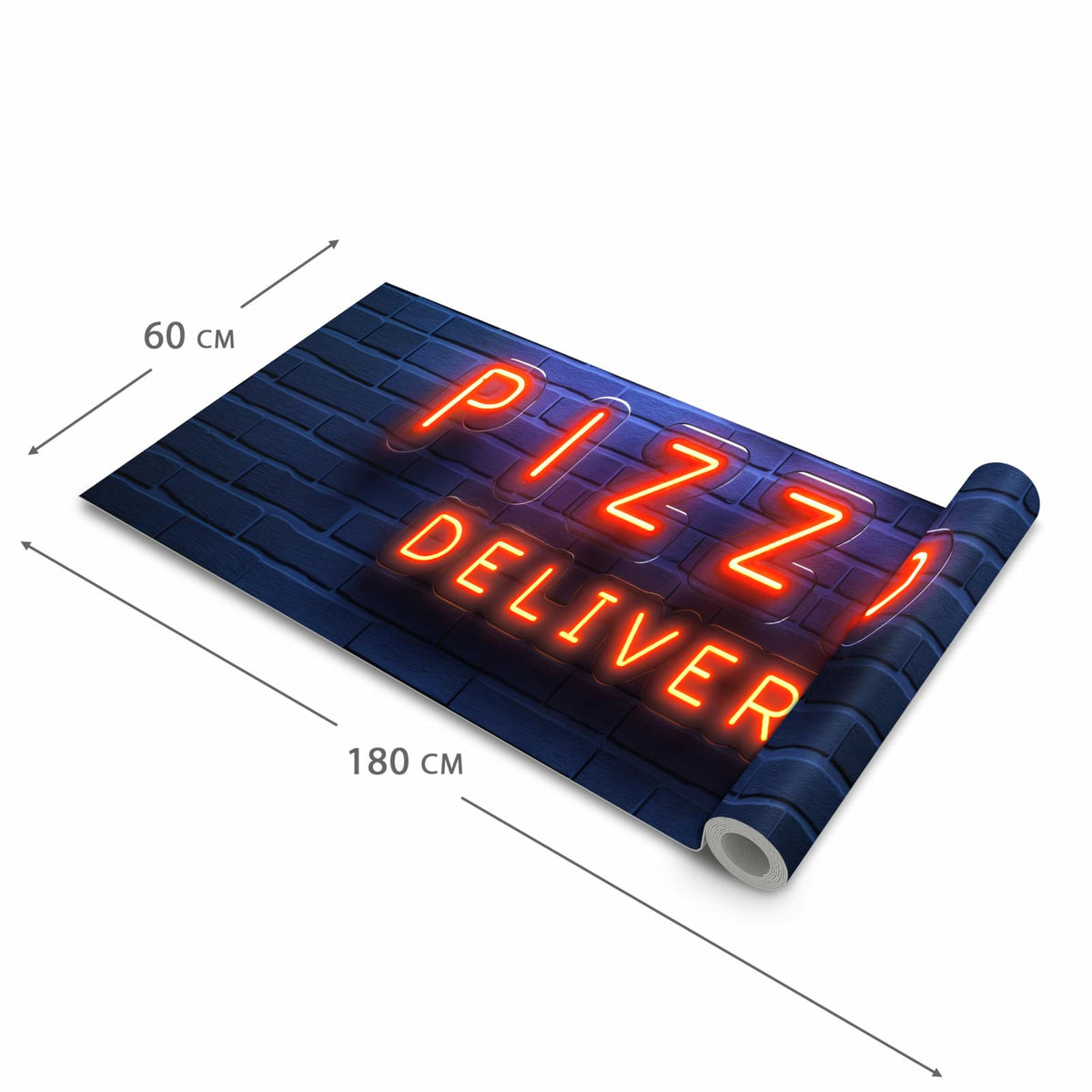Langlebiger dünner Küchenteppich mit Motiv Pizzalieferservice in der Grösse 90x240 cm