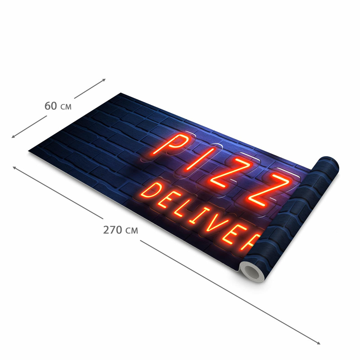 Pflegeleichter waschbarer Küchenteppich mit Motiv Pizzalieferservice in der Grösse 90x240 cm
