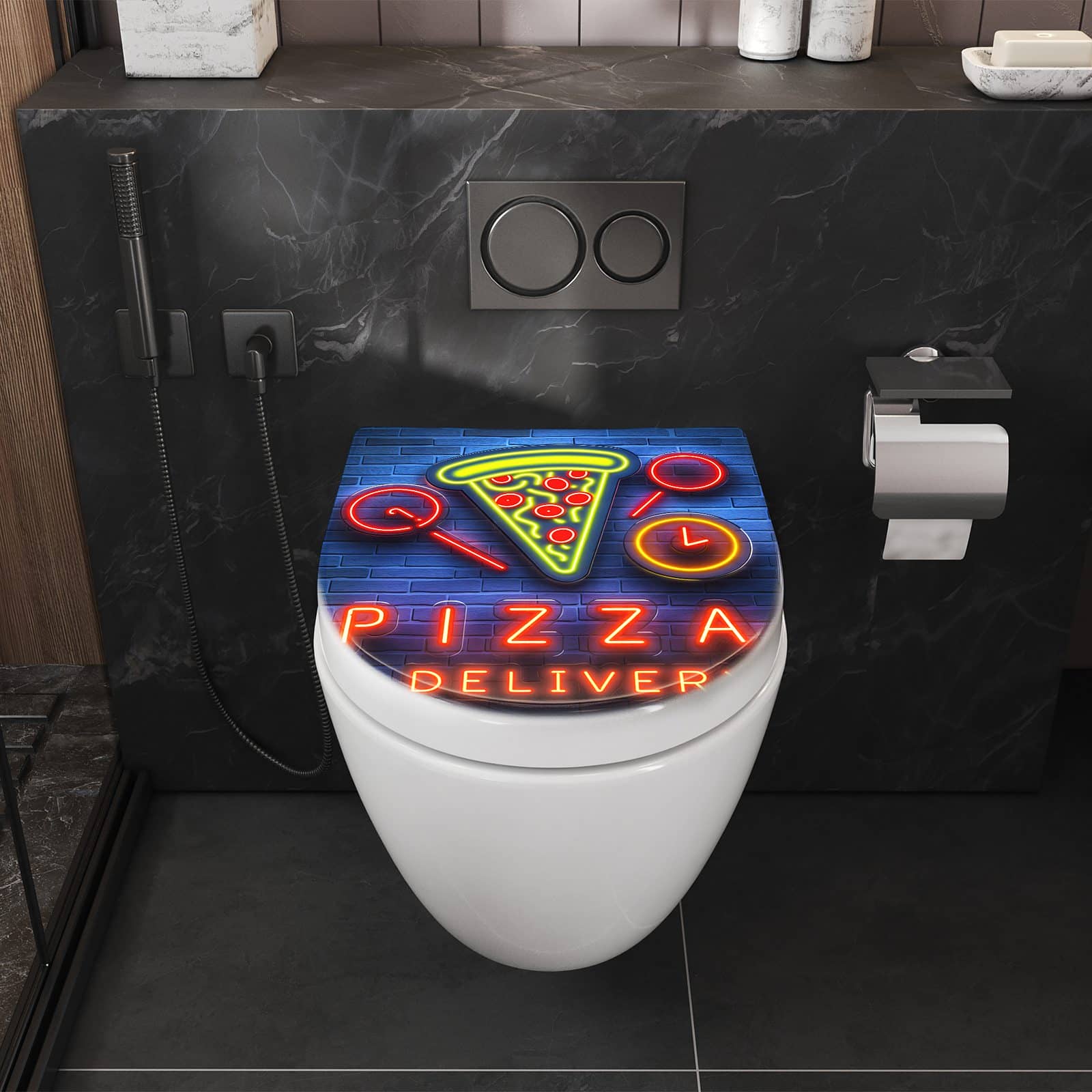 WC-Sitz mit Absenkautomatik Pizzalieferservice