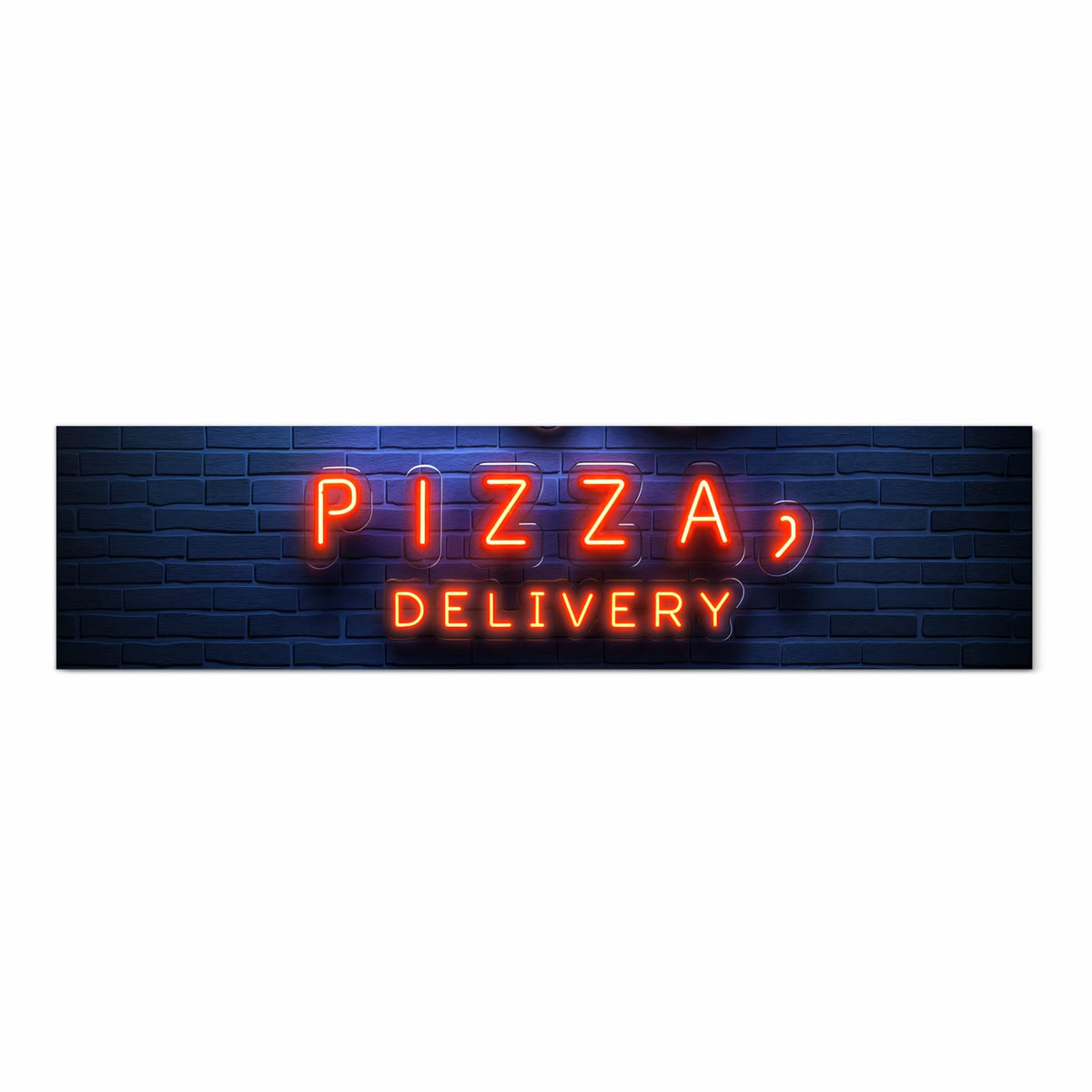 Waschbarer rutschfester Küchenläufer mit Motiv Pizzalieferservice in Frontansicht
