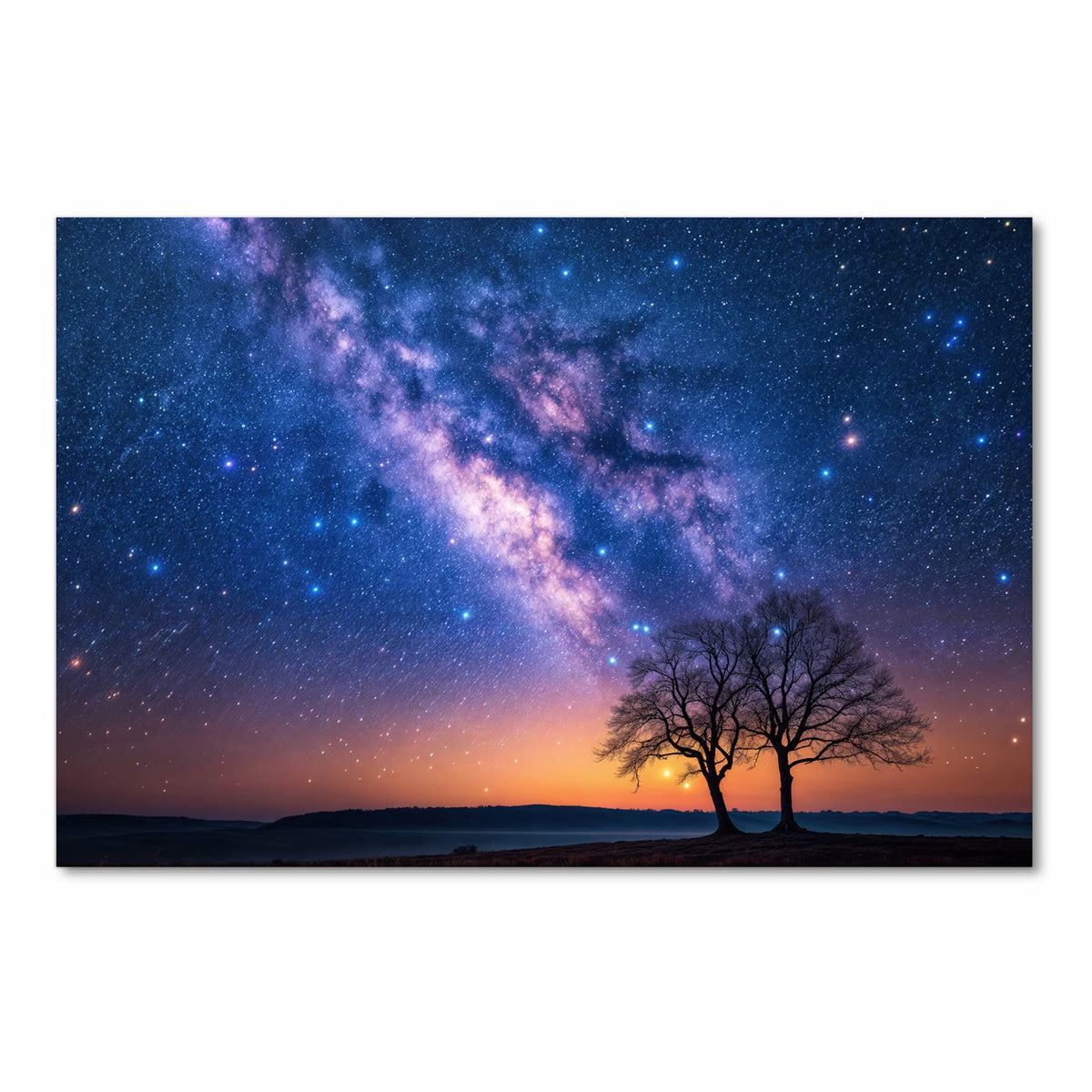 Flacher großer Küchenteppich mit Motiv Sternenhimmel Baum in Frontansicht