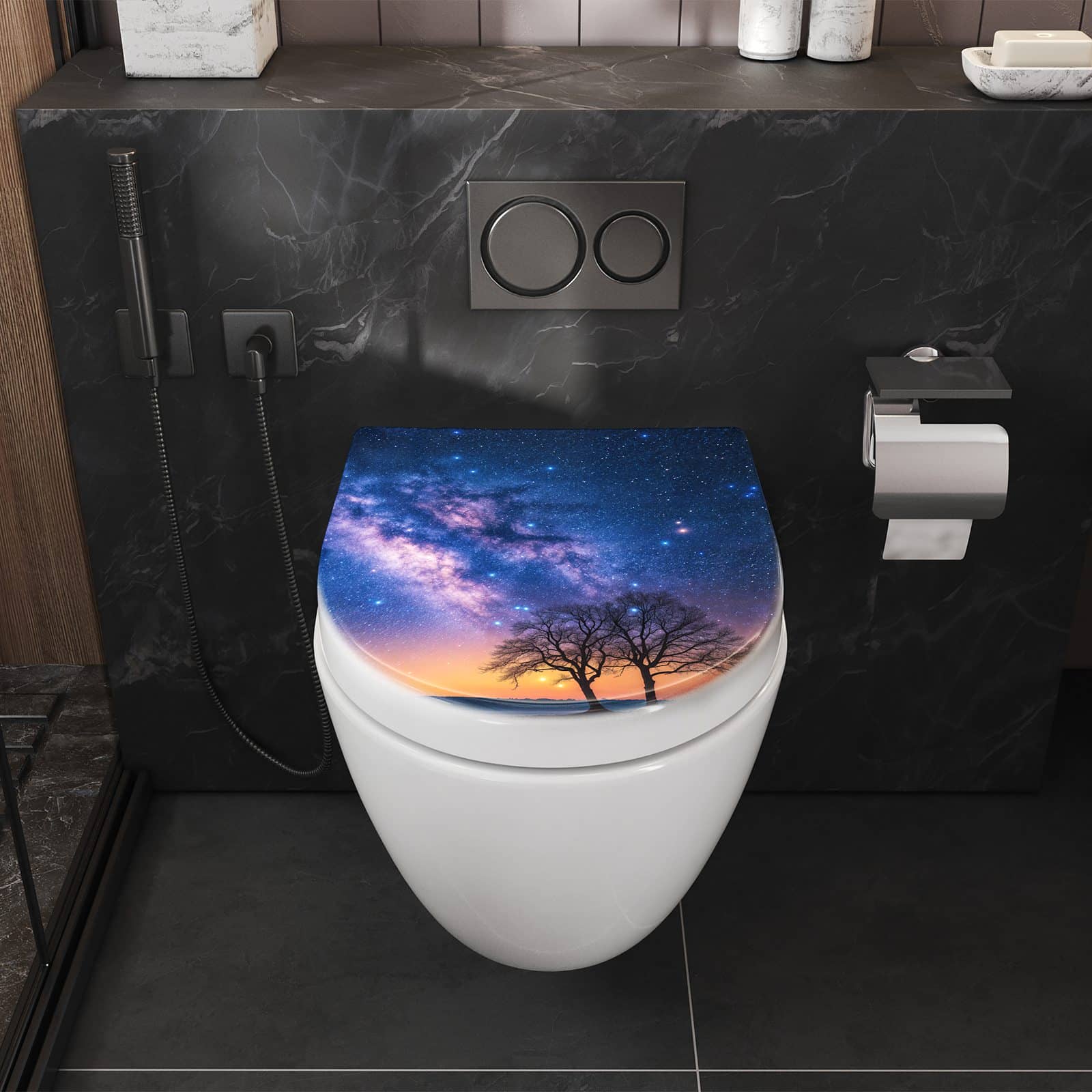 WC-Sitz mit Absenkautomatik Sternenhimmel Baum