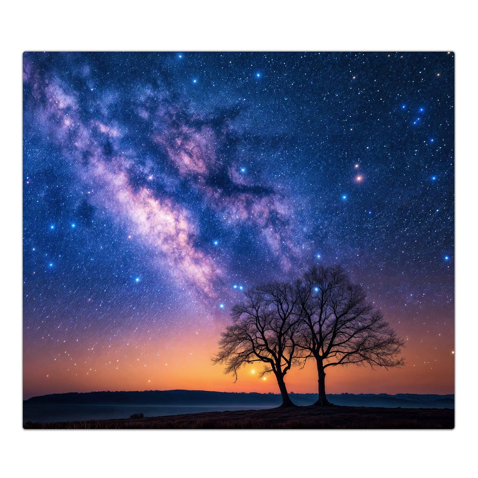 1-teilige Herdabdeckplatten für Ceranfeld mit Sternenhimmel Baum-Motiv in der Frontansicht