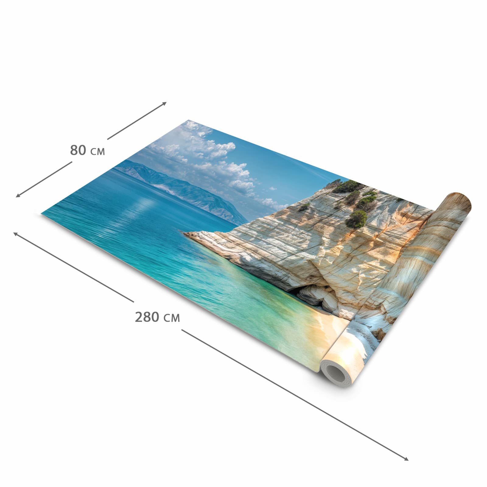 Waschbarer Küchenteppich mit Motiv Küstenparadies in der Grösse 90x180 cm