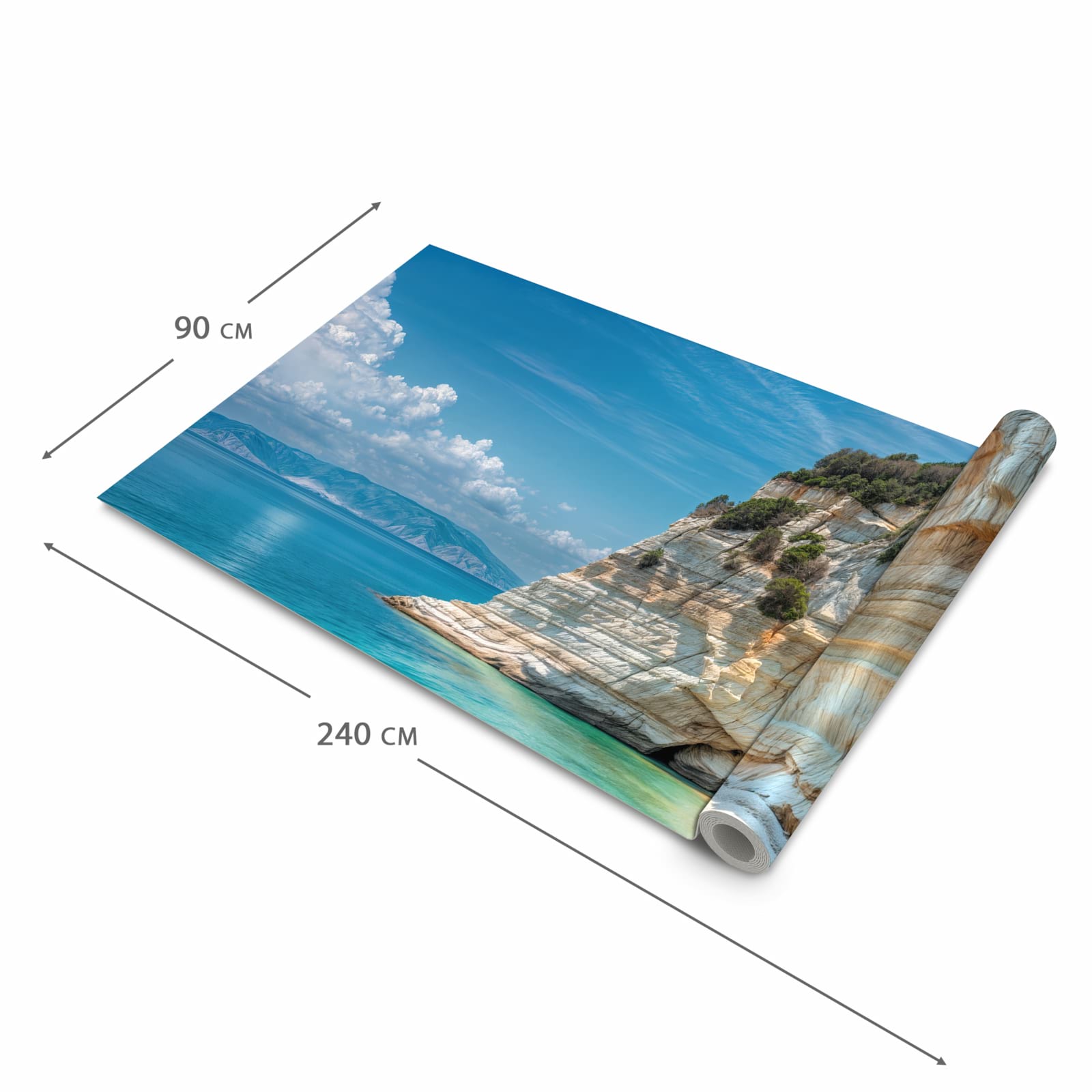 Feuchtigkeitsresistenter Küchenteppich mit Motiv Küstenparadies in der Grösse 90x180 cm