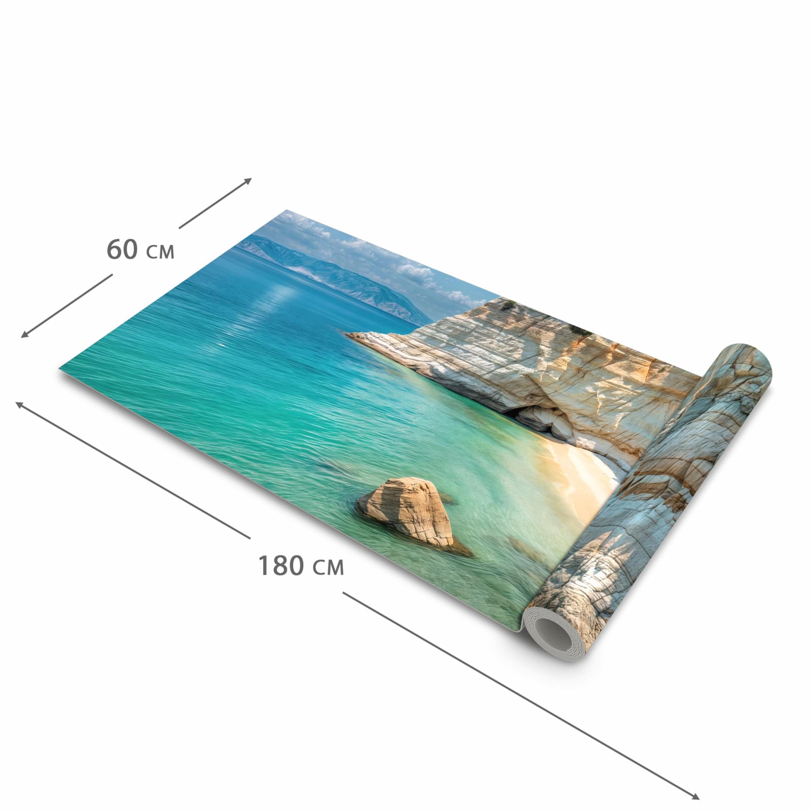 Pflegeleichter Küchenläufer mit Motiv Küstenparadies in der Grösse 90x180 cm zum Waschen