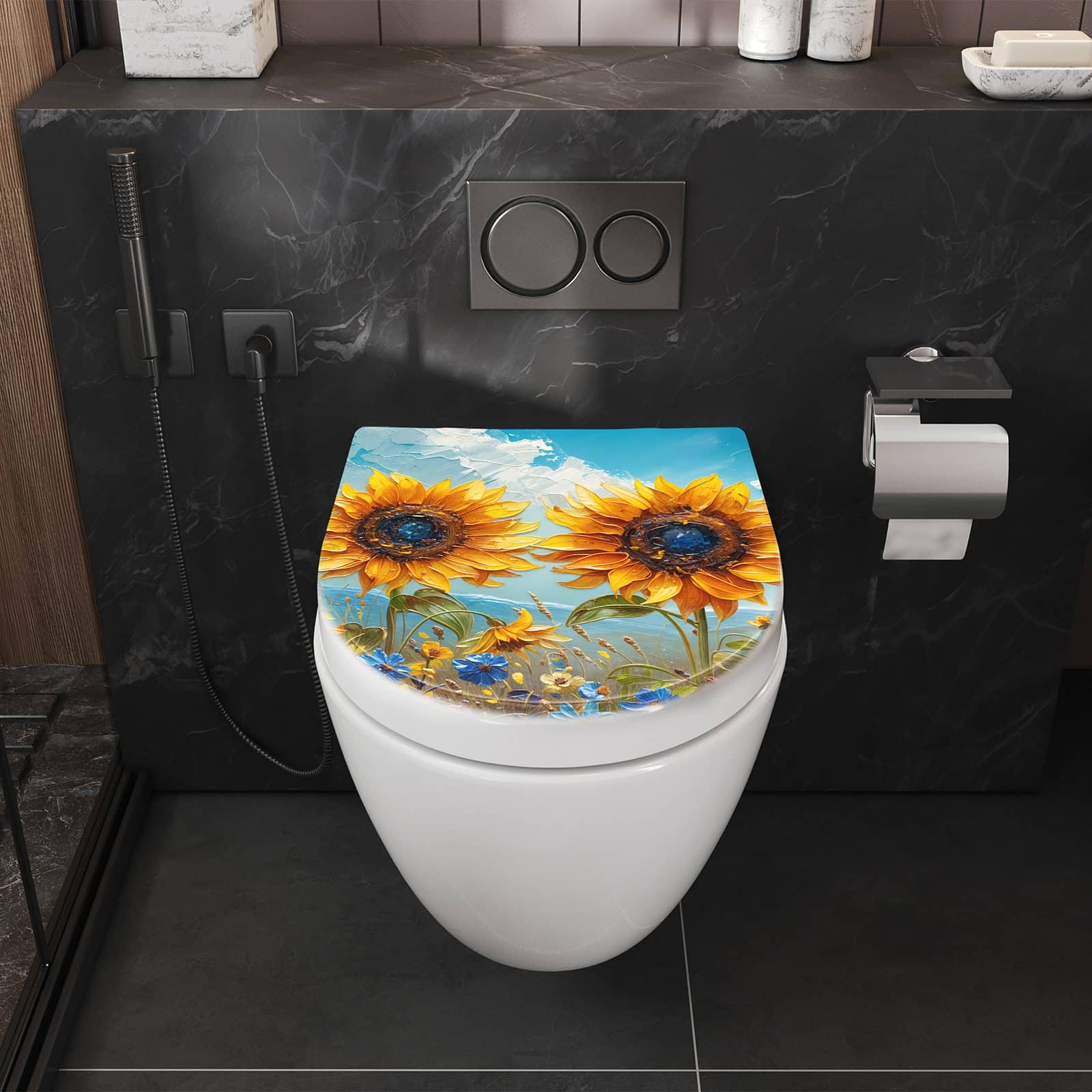 WC-Sitz mit Absenkautomatik Sonnenblumenwiese