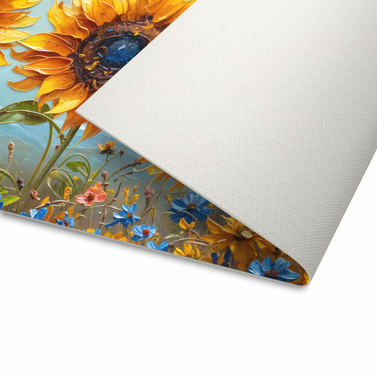 Rutschfester Küchenteppich mit Motiv Sonnenblumenwiese für komfortables Stehen