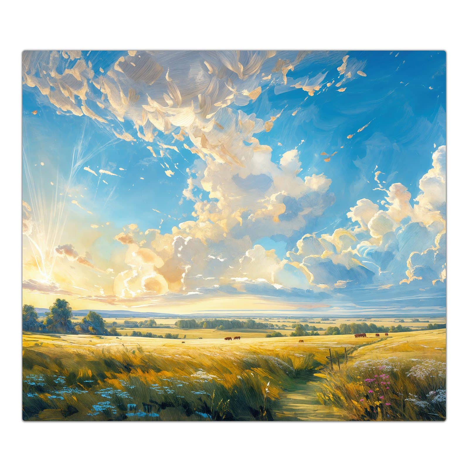 1-teilige Ceranfeld Abdeckplatten mit Landschaft mit Wolken-Motiv in der Frontansicht #grösse_1-Teilig (60x52cm)