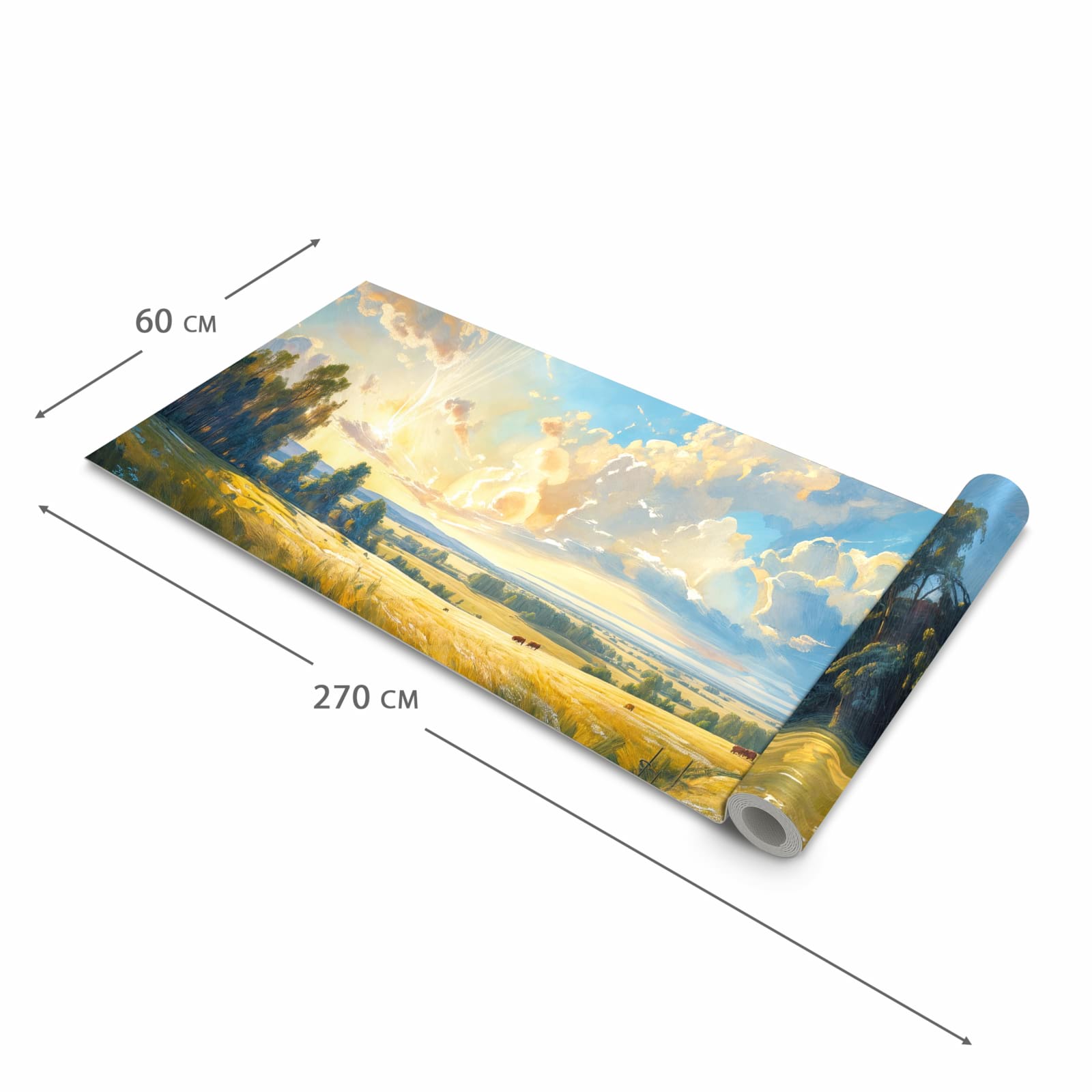 Waschbarer Teppich für Esstisch mit Motiv Landschaft mit Wolken in der Größe 80x300 cm