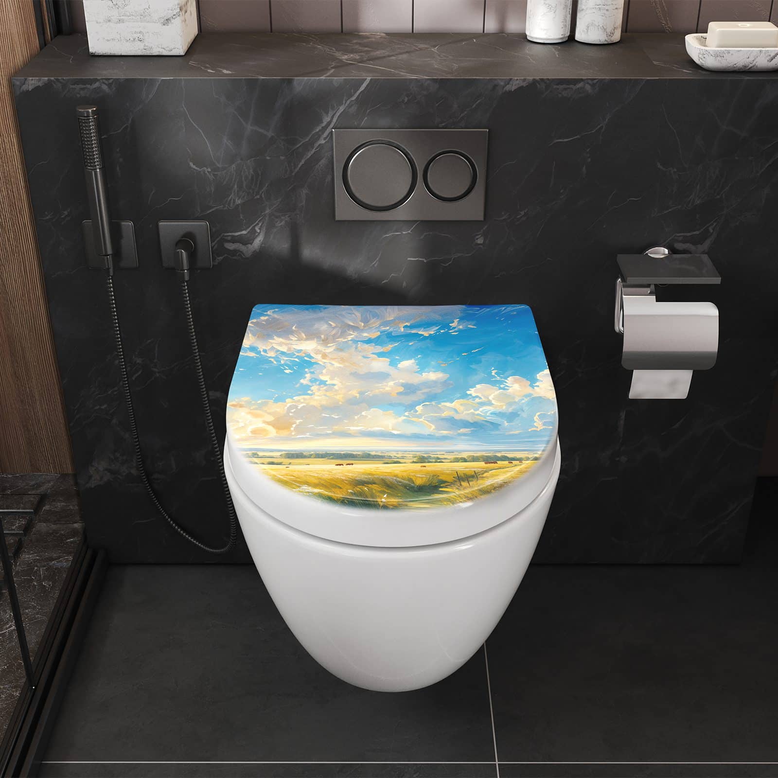 WC-Sitz mit Absenkautomatik Landschaft mit Wolken