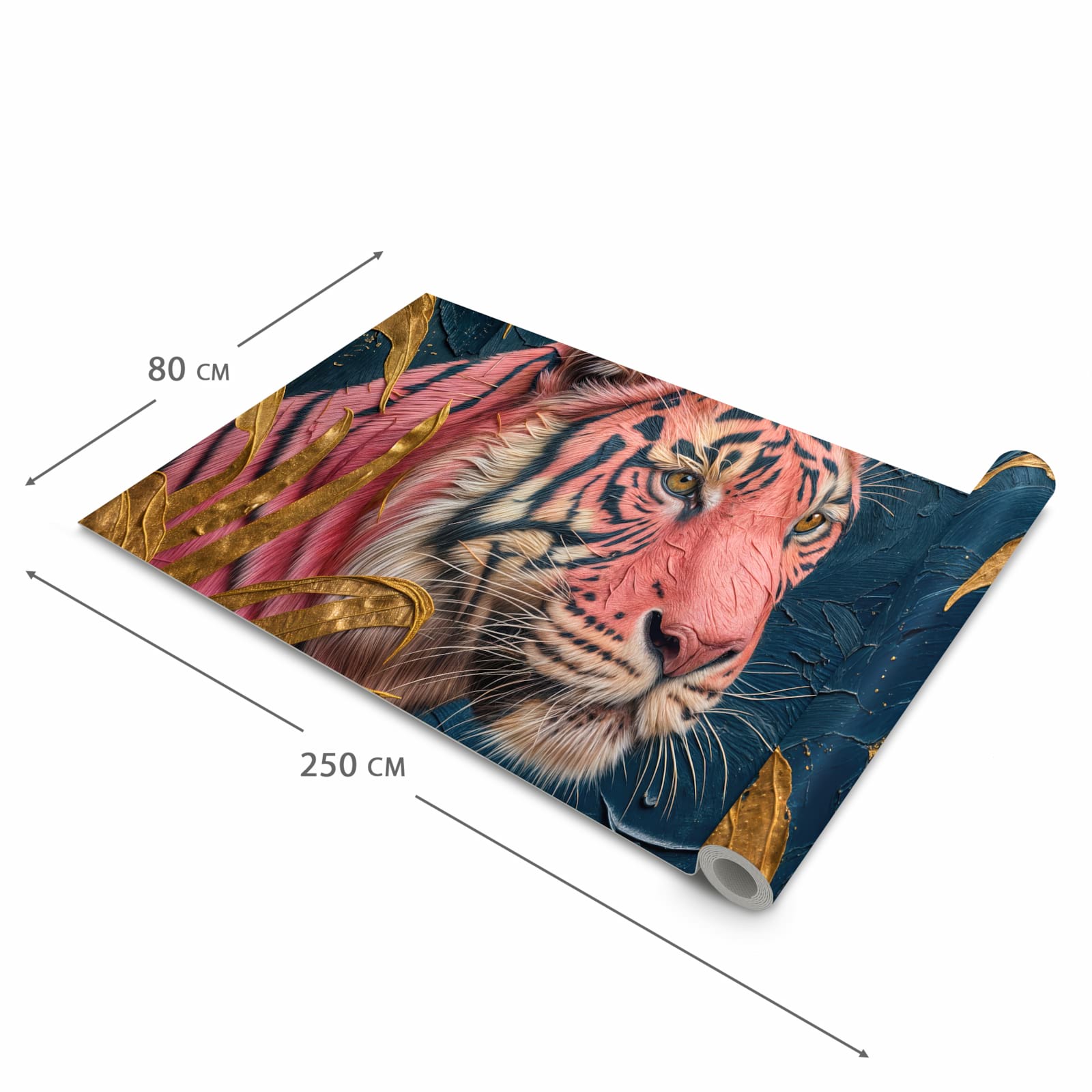 Fleckenresistenter waschbarer Läufer Küche mit Motiv Tiger Porträt in der Grösse 80x300 cm