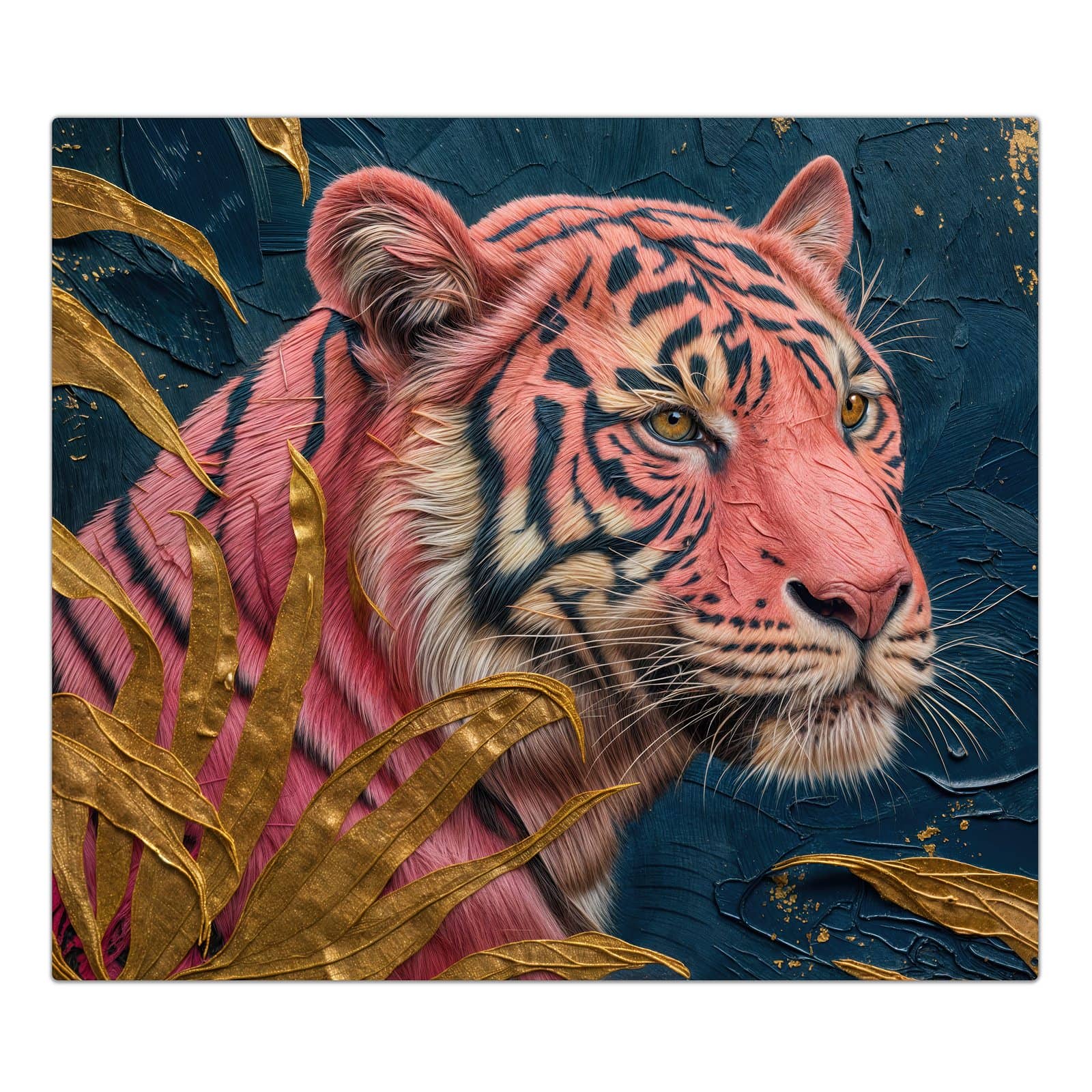 1-teilige Herdabdeckplatte für Ceranfeld mit Tiger Porträt-Motiv in der Frontansicht #grösse_1-Teilig (60x52cm)