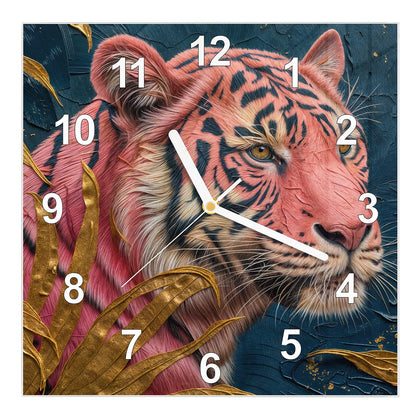 Wanduhr Quadratisch mit dem Motiv Pinker Tiger