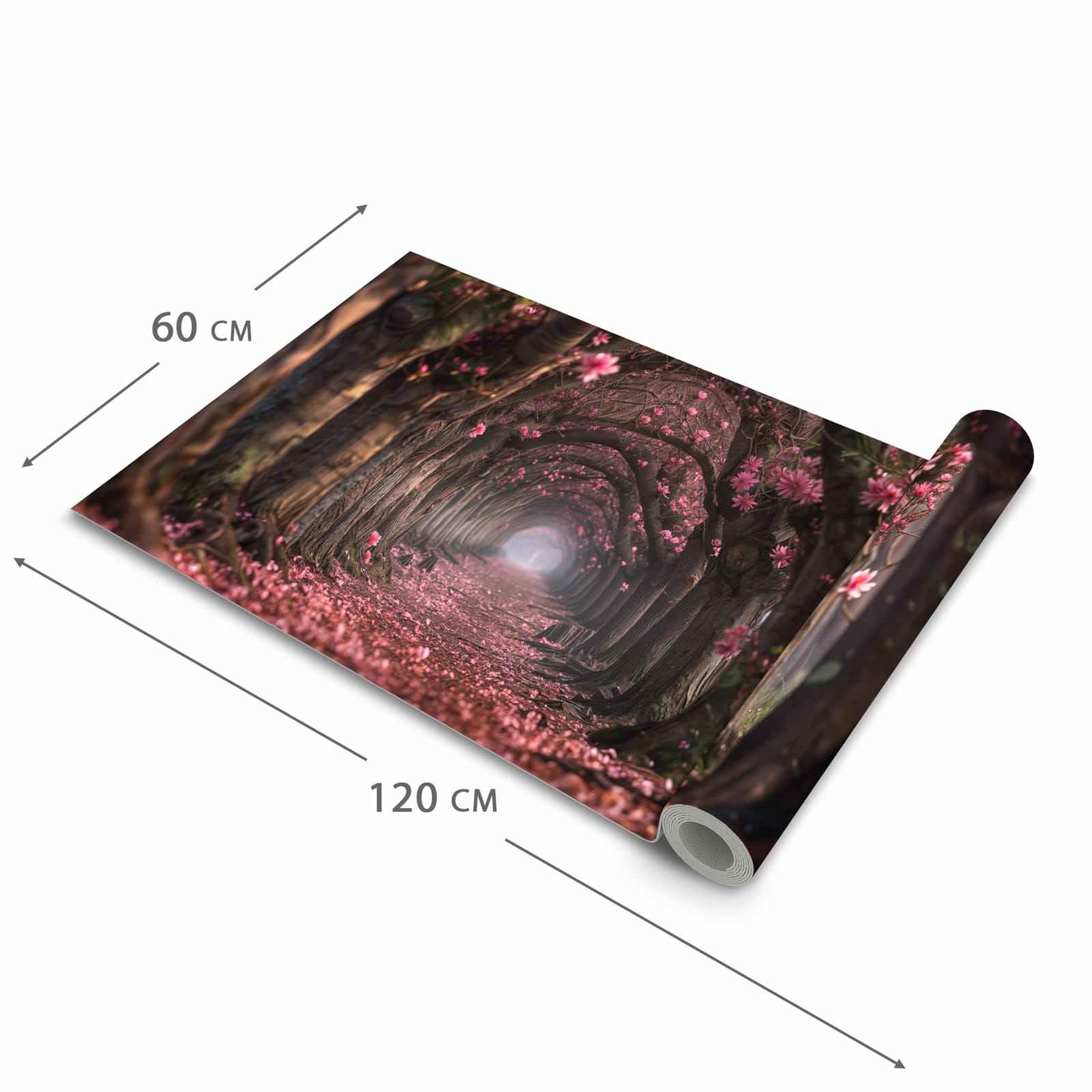 Zeitsparender großer Küchenteppich mit Motiv Blütenweg in der Größe 80x280 cm