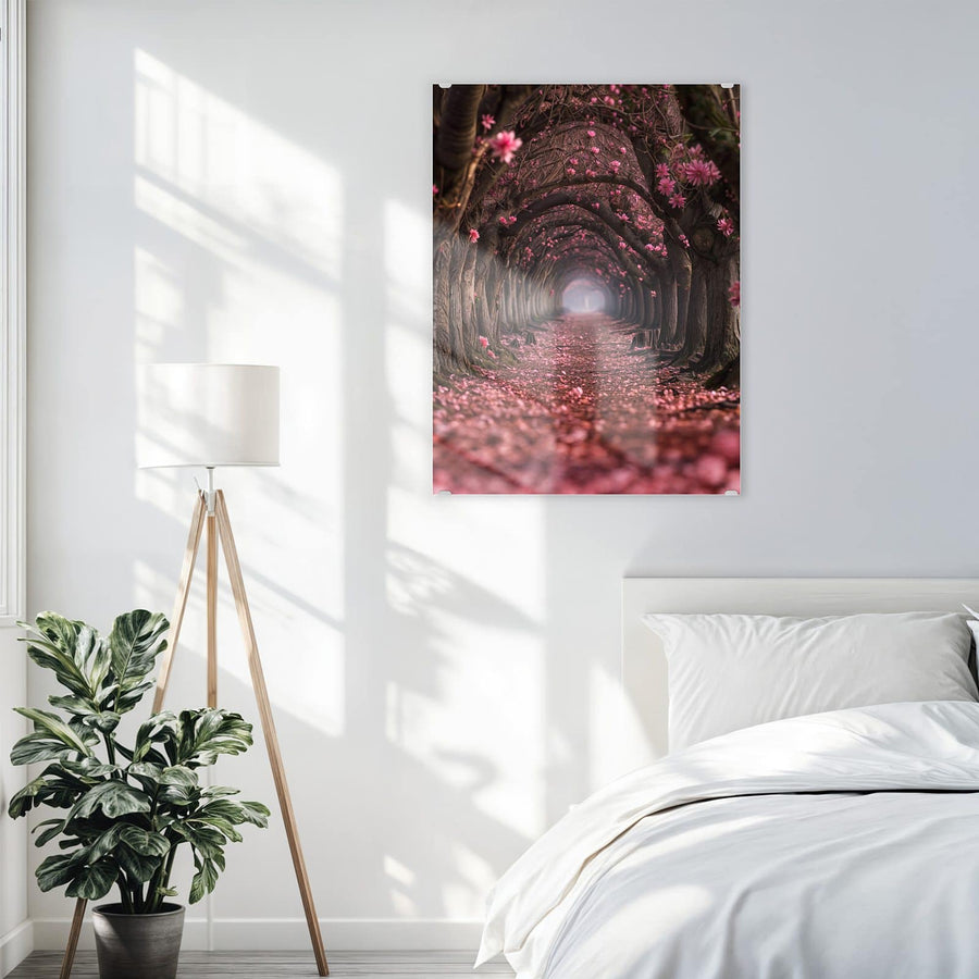 Maße Wandbild - Rosa Blütentunnel - Hochformat