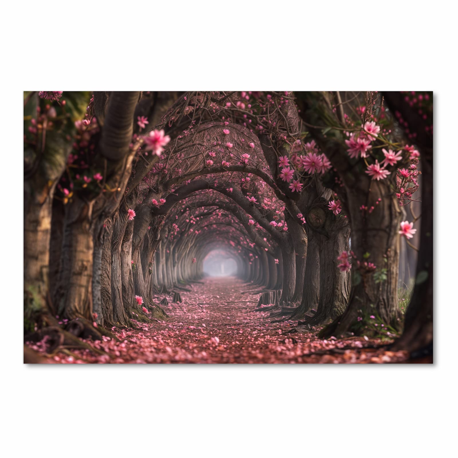 Langlebiger waschbarer Küchenteppich mit Motiv Blütenweg in Frontansicht