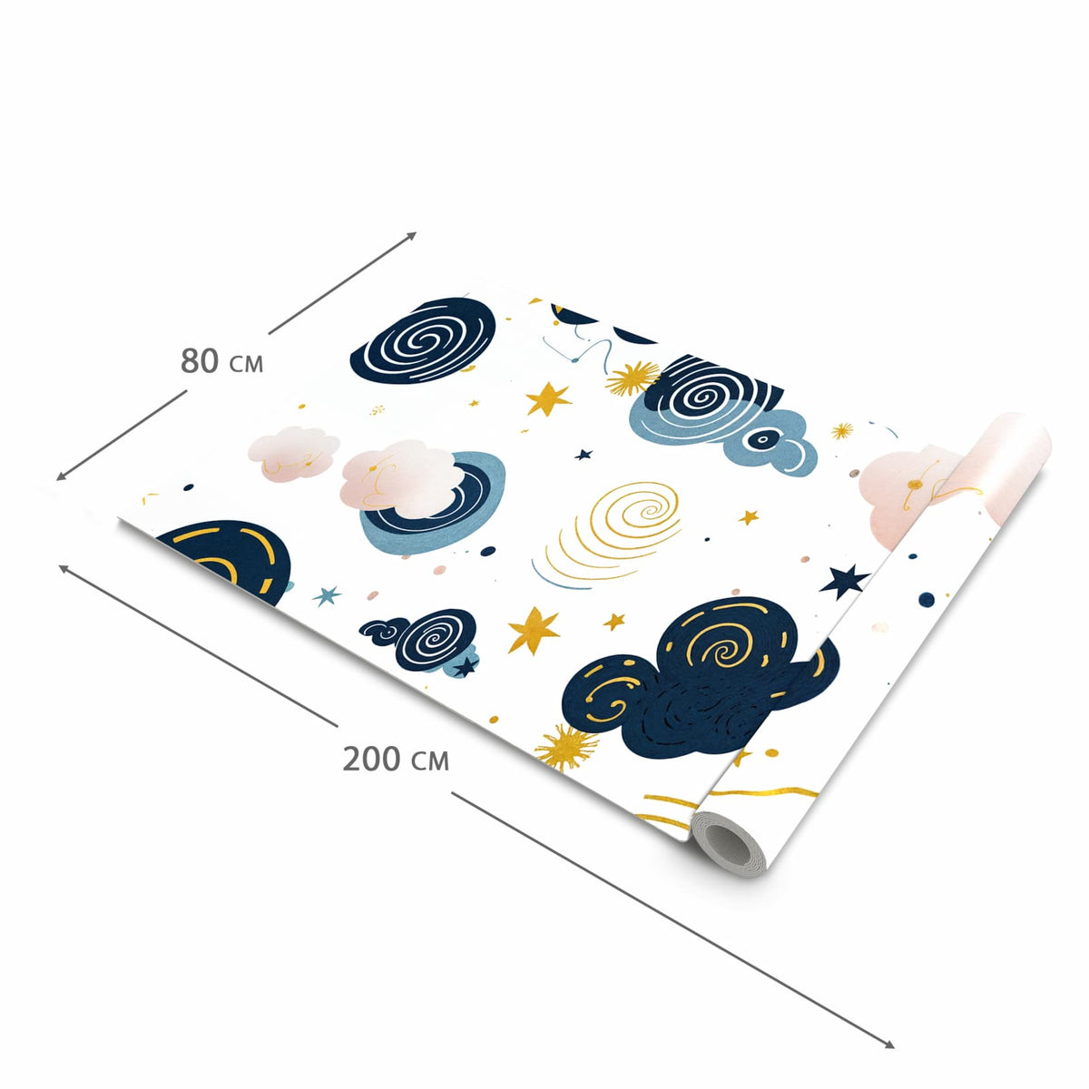 Bodenschonender waschbarer Küchenteppich mit Motiv Wirbelwolken Design in der Grösse 80x250 cm
